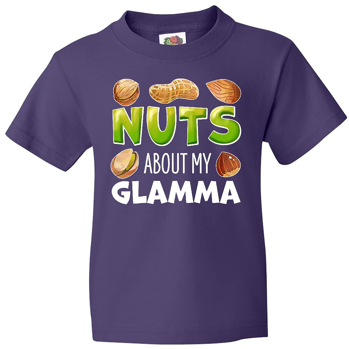 Buy Inktastic Nuts About My Glamma Peanut Almond Pistachio Graphic Youth T-Shirt | Funny Family Gift for Grandmas & Kids | Perfect for Grandparents Day & Family Reunions