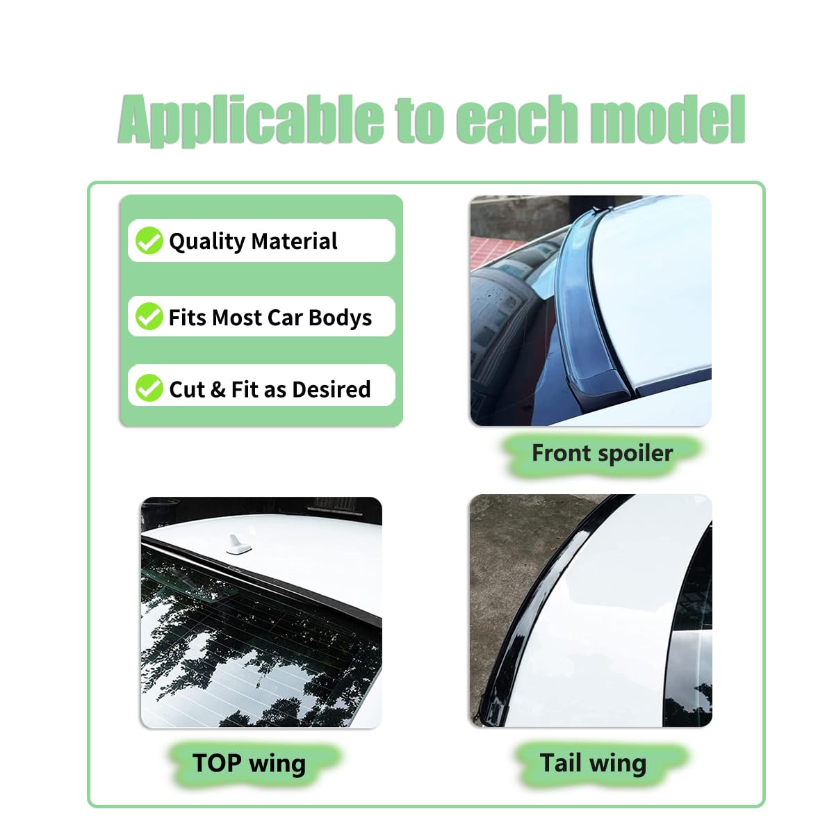 Ziciner 4.9 Ft Universal Car Trunk Spoiler Lip Kit - Carbon Fiber Pattern Rubber Rear Wing Sticker - Anti-Scratch Abrasion Resistant Auto Exterior Accessory (Bright Black #1.77 in) - Perfect for Sedans, SUVs & Sports Cars to Enhance Style & Protection