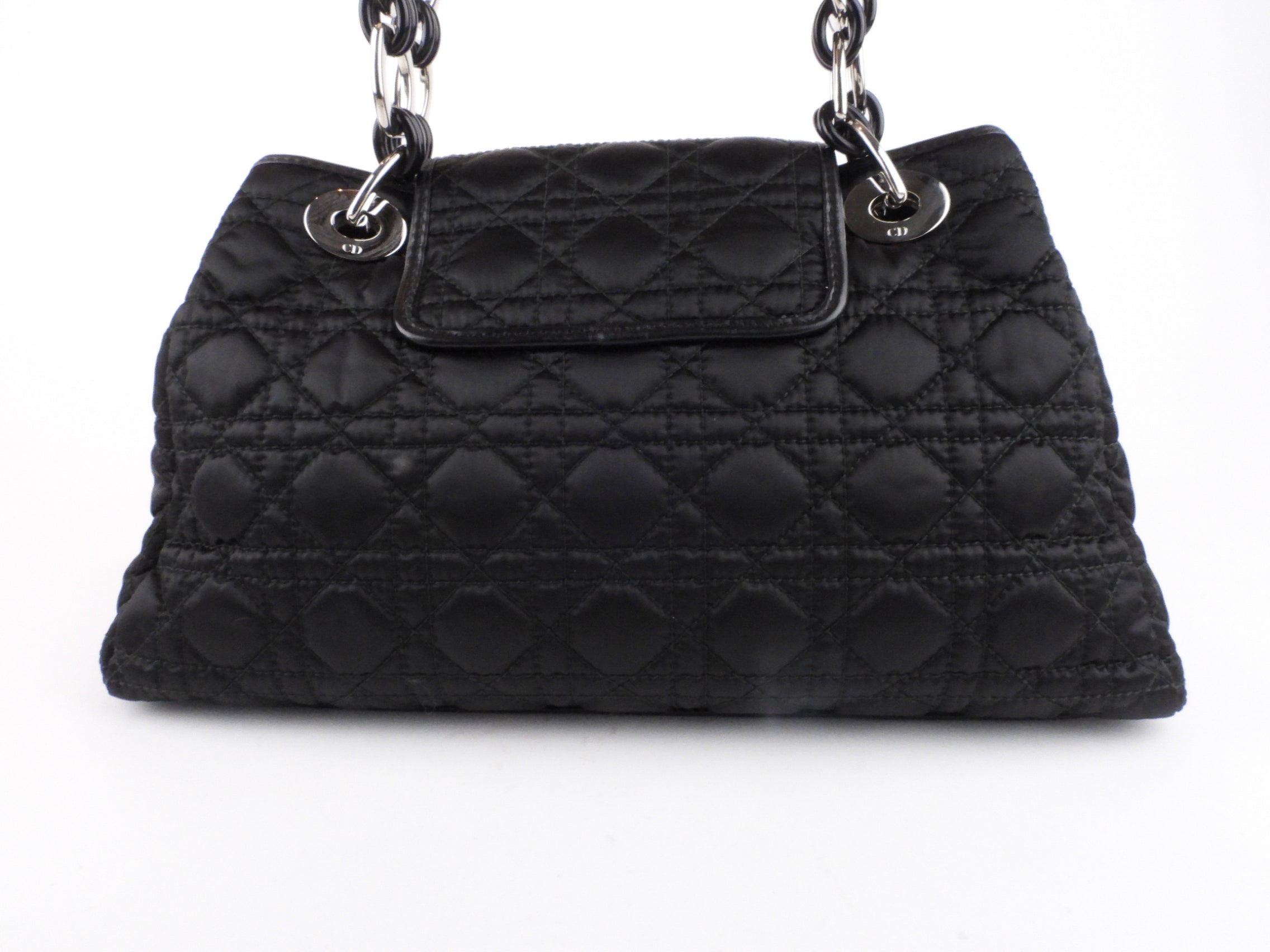 Christian Dior 2009 Black Cannage Quilted Fabric Tote Bag - Luxury Designer Handbag for Women, Perfect for Work, Travel & Everyday Use