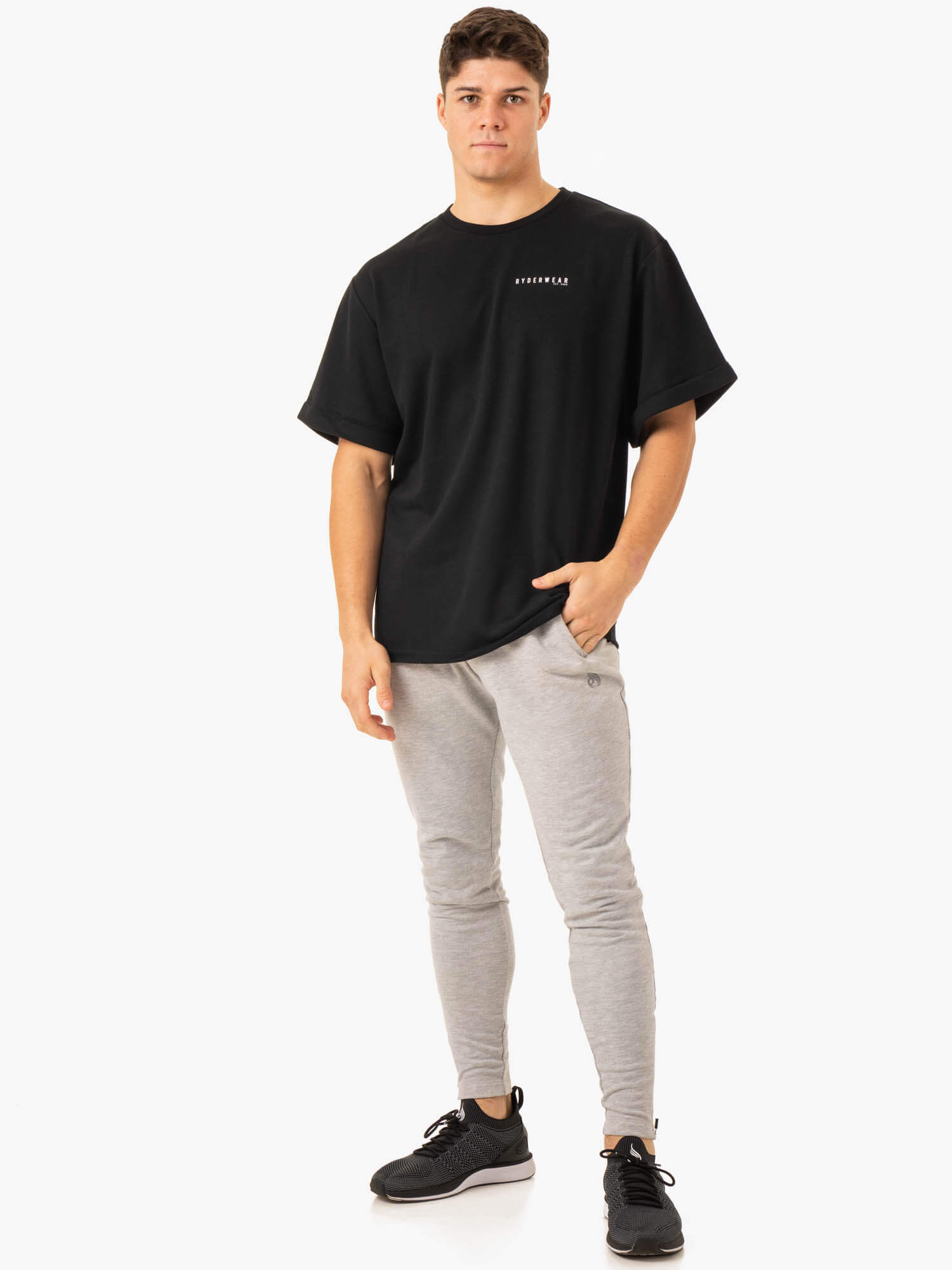 Pursuit Oversized Fleece T-Shirt for Men & Women - Soft & Cozy Black Pullover for Casual Wear, Lounge & Street Style