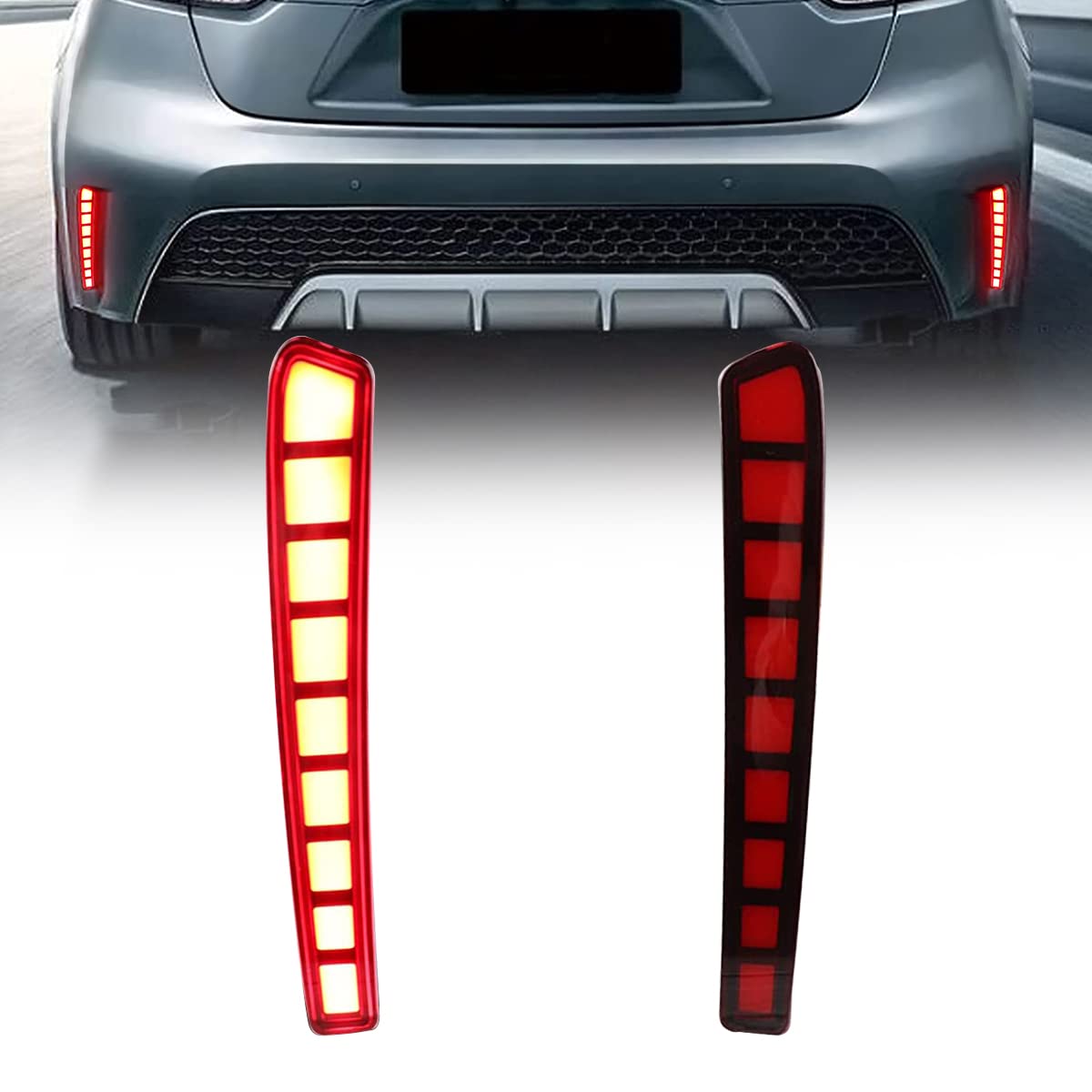 2020-2021 Toyota Corolla LED Reflector Tail Lights - Red Lens Sequential Turn Signal Brake Lights for Corolla L/LE/SE Models - Perfect for Night Driving & Enhanced Rear Visibility