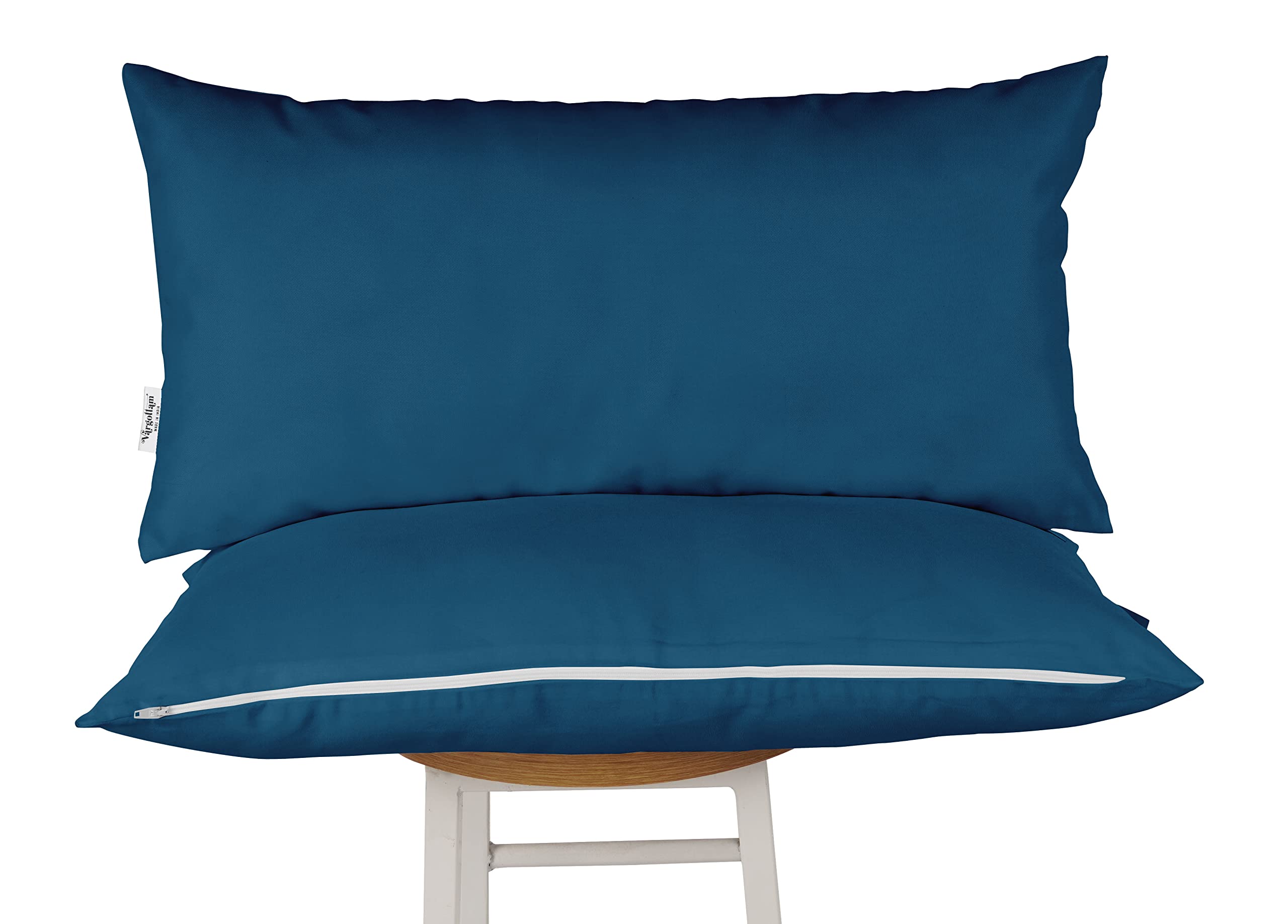 Waterproof All-Weather Polyester Lumbar Pillow Set of 2 - Navy Blue Indoor/Outdoor Decorative Throw Pillows for Patio Furniture, Sofa & Bed - Perfect for Living Room, Garden and Poolside Relaxation