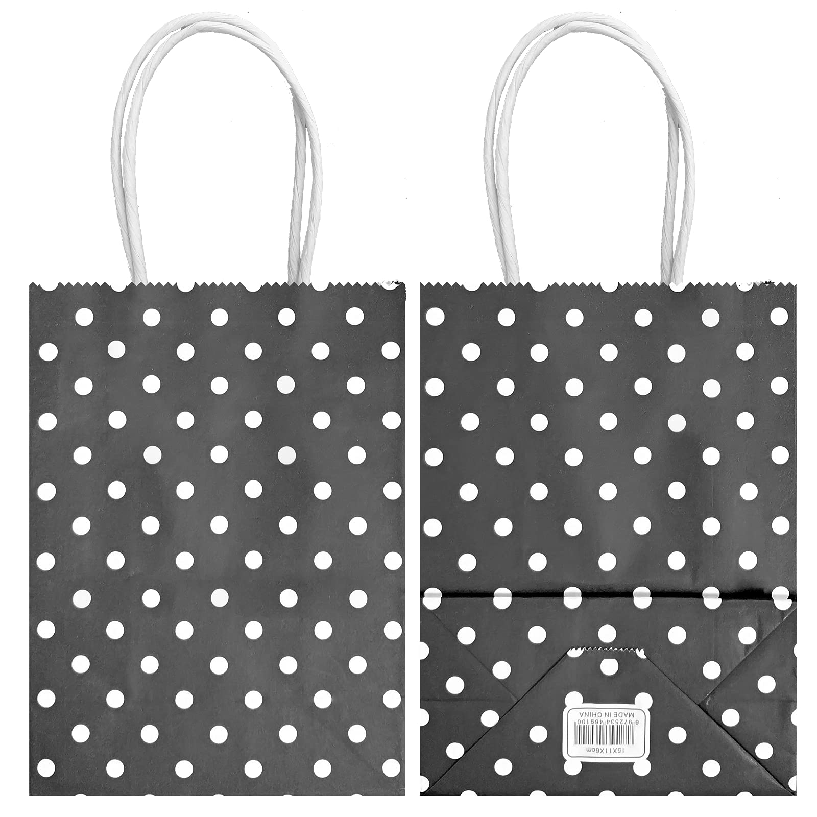 25 Pack Small Black Gift Bags with Handles - 6x4.3x2.3 Inches Mini Party Favor Bags for Weddings, Baby Showers & Birthday Celebrations