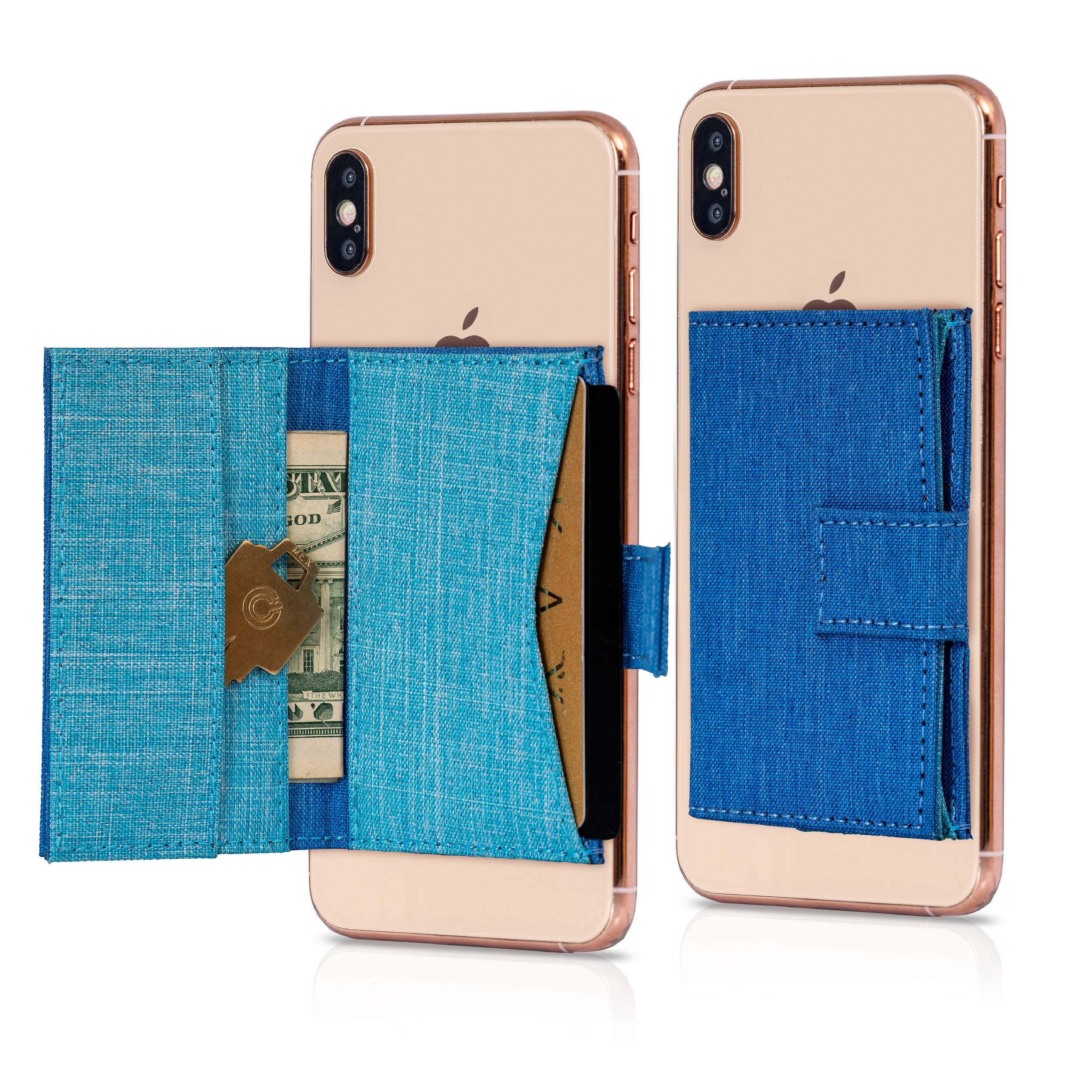 Cardly | Stick On Cell Phone Wallet & Card Holder for iPhone - Slim RFID Blocking Wallet Sticker for iPhone 11/12/13/14 Pro Max | Perfect for Daily Commute, Travel & Hands-Free Shopping (Blue)