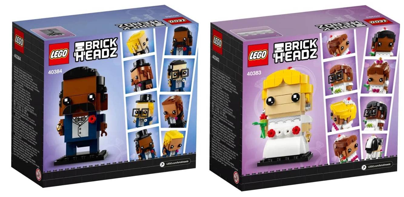LEGO Brickheadz Wedding Couple Set 40383 & 40384 - Bride and Groom Building Kit - Perfect for Wedding Gifts, Anniversaries & Couples Decor