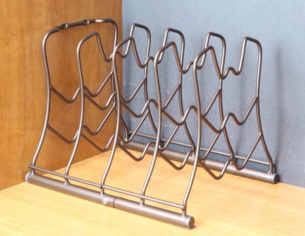 Deco Brothers Bronze Pan Organizer Rack - Space Saving Kitchen Cabinet & Countertop Storage for Pots, Pans & Lids - Perfect for Small Kitchens, RVs & Organized Cooking Spaces