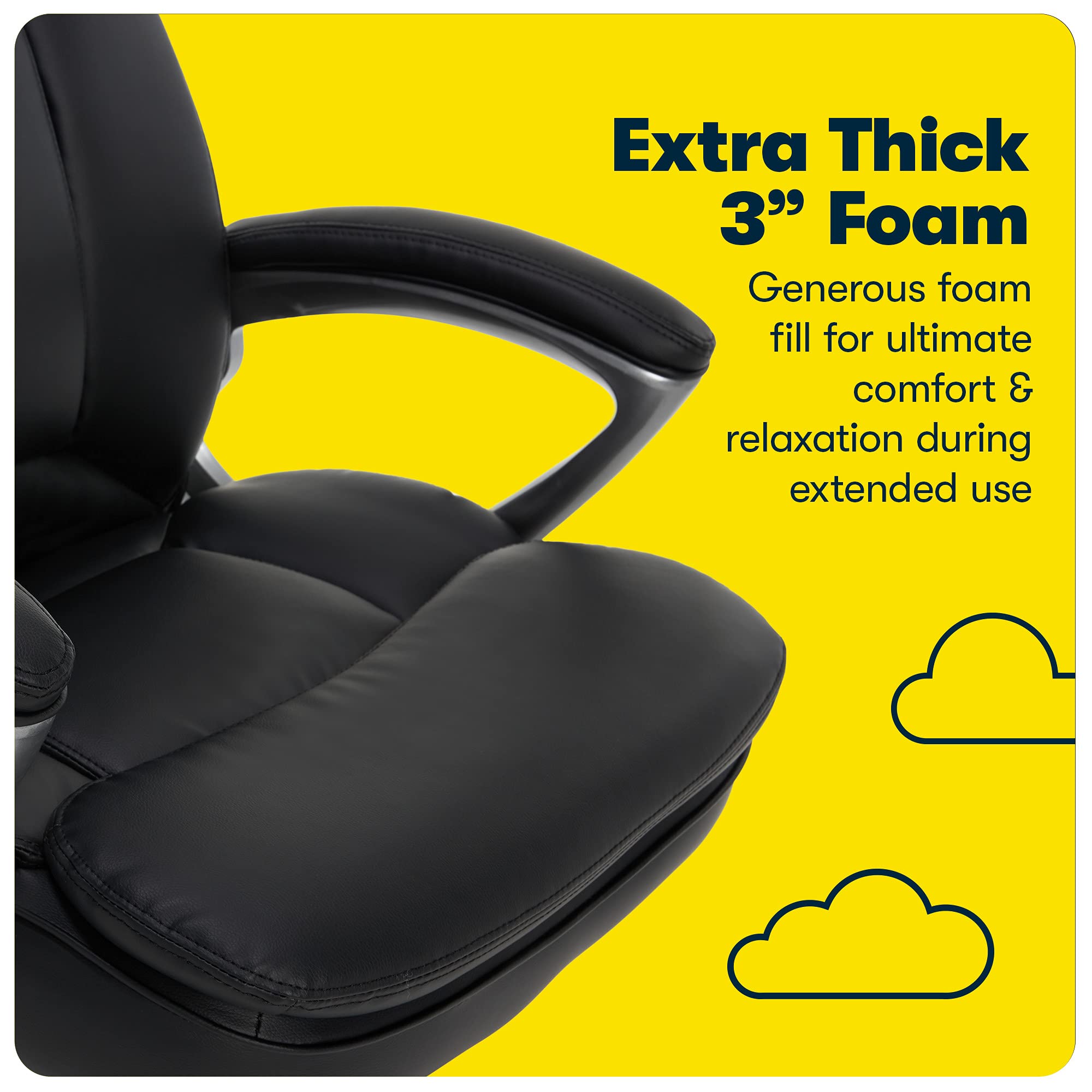 Serta Fairbanks Big and Tall High Back Executive Office Chair - Ergonomic Gaming Computer Chair with Layered Body Pillows & Contoured Lumbar Support - Black - Perfect for Long Work Hours, Gaming Sessions and Home Office Use