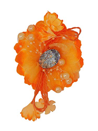 Fully Feathered Hair Clip for Women - Floral Design Side Hair Clips & Pins for Girls - 20g Orange Hair Accessories (Pack of 1) - Perfect for Weddings, Parties & Everyday Styling
