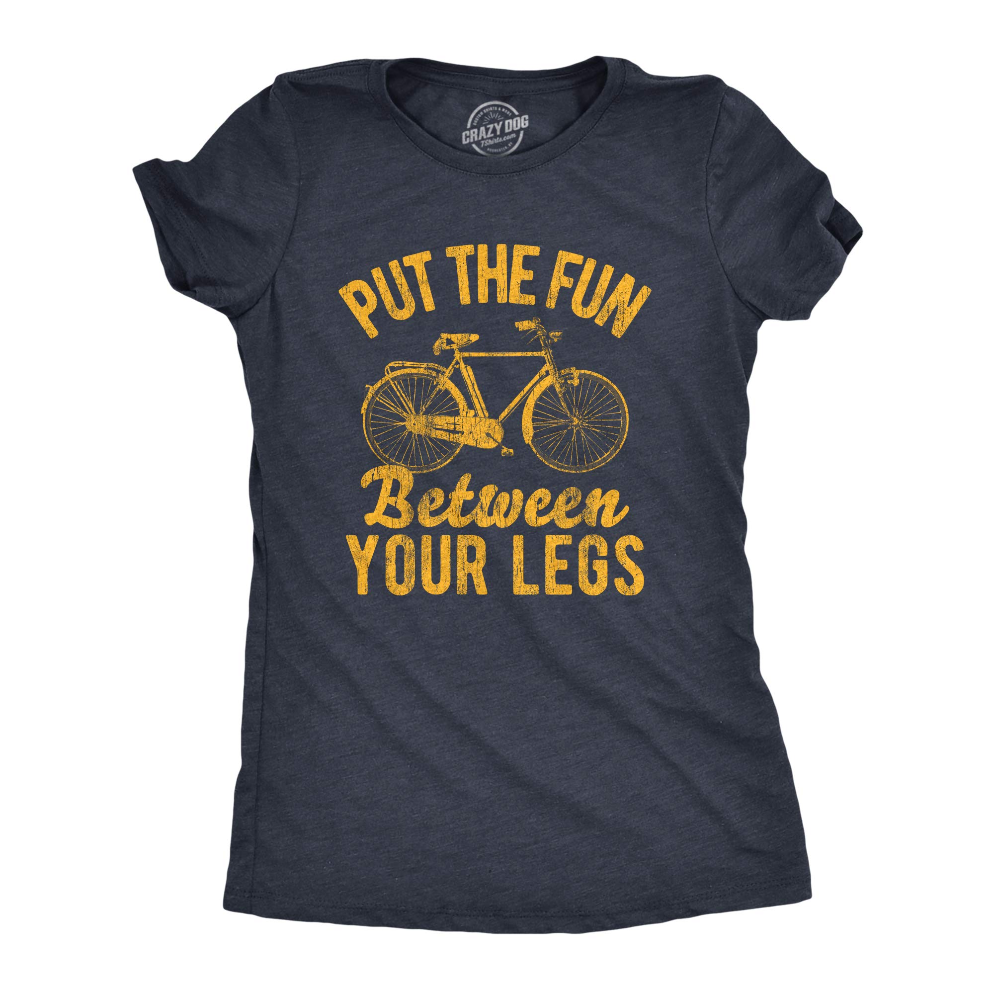 Funny Women's Bicycle T-Shirt - 'Put The Fun Between Your Legs' Novelty Cycling Tee for Bike Riders & Cruiser Enthusiasts | Perfect for Cycling Events, Bike Tours & Casual Wear