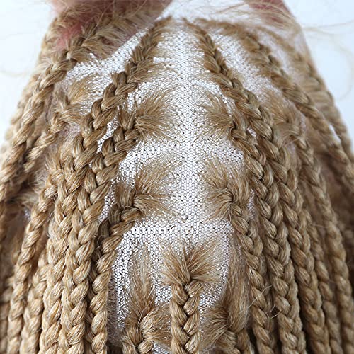 Healthlif 6.5x13 Inch Comfortable Braided Synthetic Lace Front Wigs for Women - Full Lace Wig with Baby Hair - Box Braided Wigs (Color 28 1/2 E20C-LL602420C, 27-613) - Perfect for Cosplay, Daily Wear & Protective Hairstyles