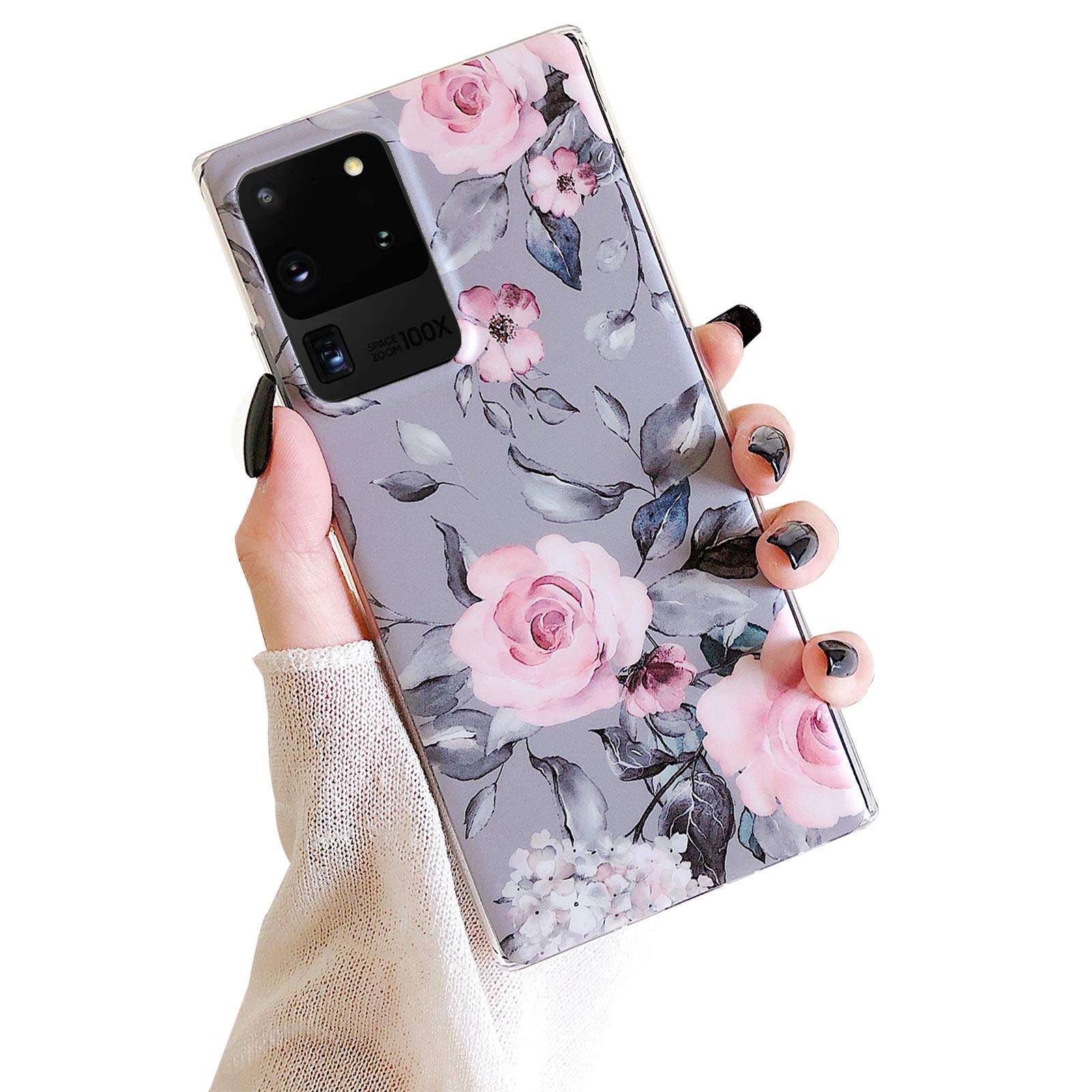 Cute Samsung Galaxy S20 Ultra Case for Women - Slim Soft Flexible TPU Phone Cover with Marble Floral Pattern | Protective Shockproof Design for Everyday Use, Work & Travel