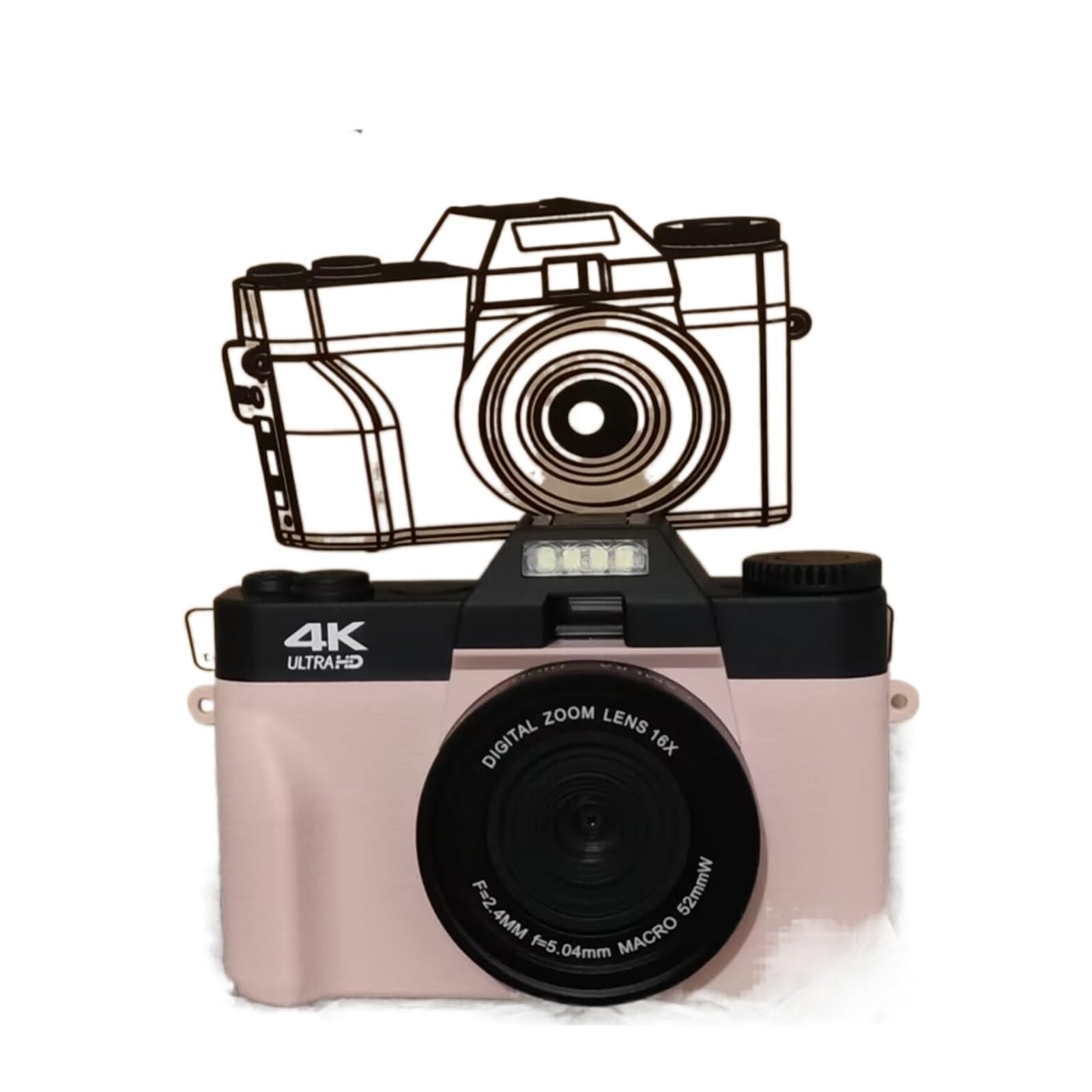 MZZYG 48MP Digital Camera with WiFi, 16X Zoom & Flip Screen - Vlogging Camera for YouTube, Travel & Live Streaming (64GB, Pink) - Perfect for Vloggers, Travelers & Content Creators