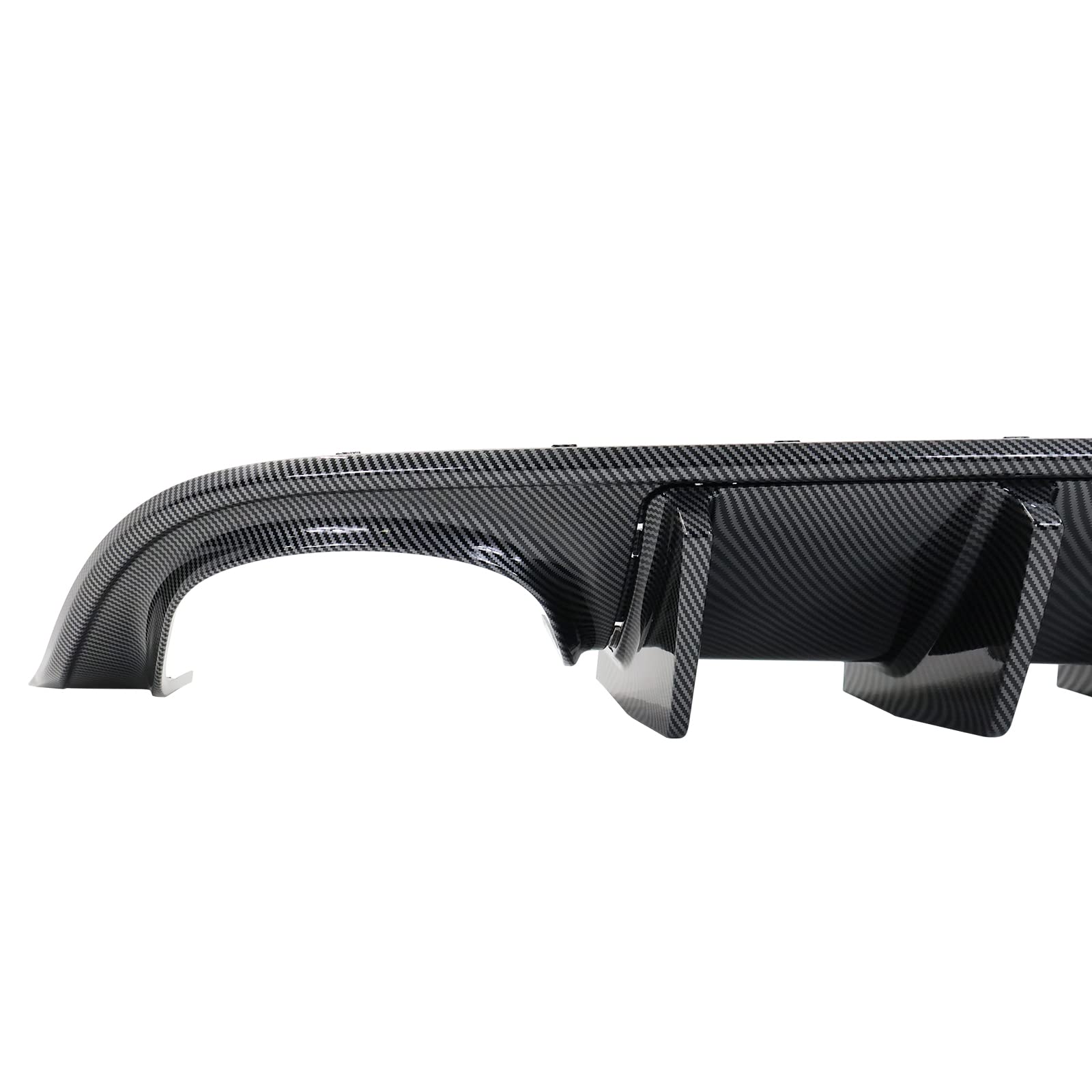 **FREEMOTOR802 Carbon Fiber Rear Bumper Diffuser Lip Shark Fins for 2015-2023 Dodge Charger Quad Exhaust - IKON V1 Style PP Material (2PCS) - Upgrade Your Ride with Sporty Look**    *(Perfect for car enthusiasts looking to enhance their Dodge Charger's rear styling with a sleek, aggressive carbon fiber design.)*