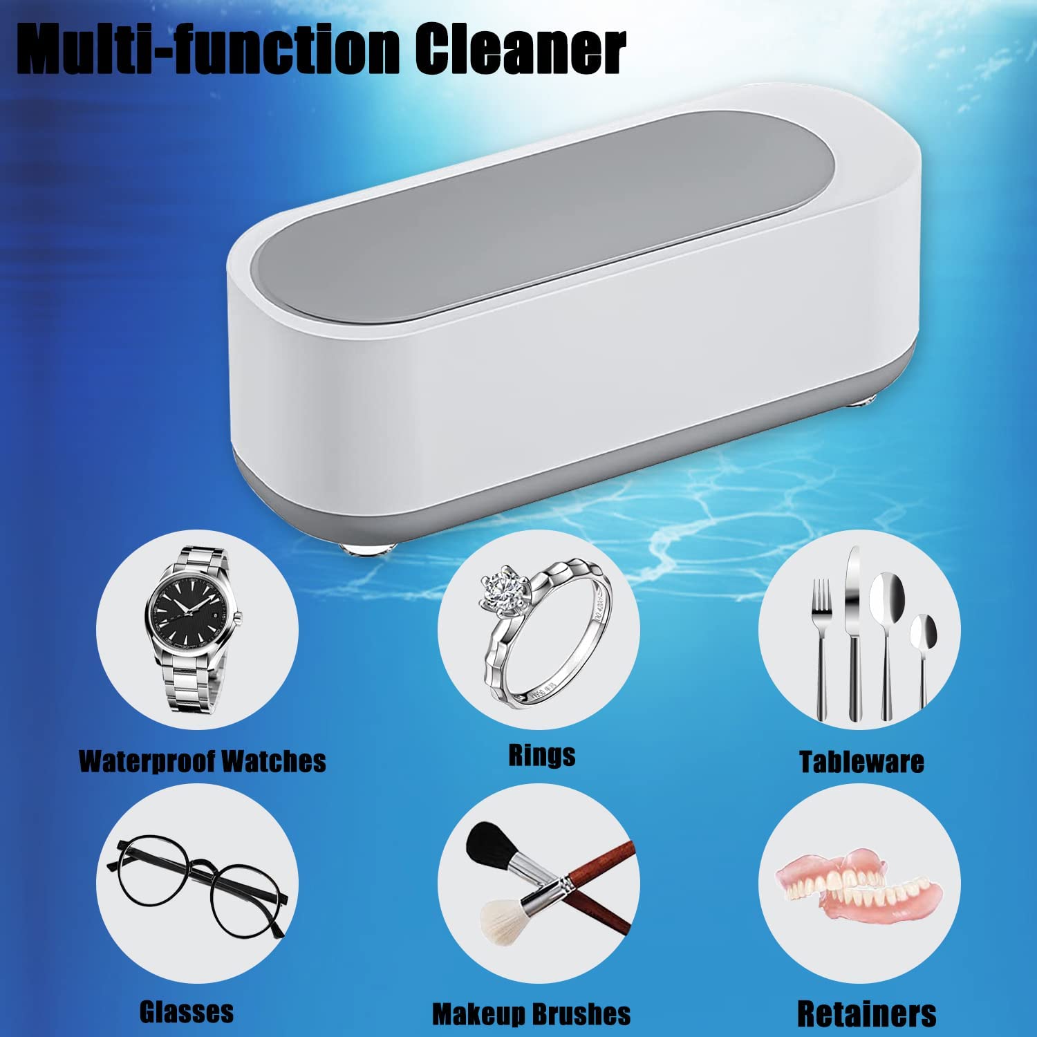 Portable Ultrasonic Jewelry Cleaner 250ML for Jewelry & Watches - Home & Travel Use
