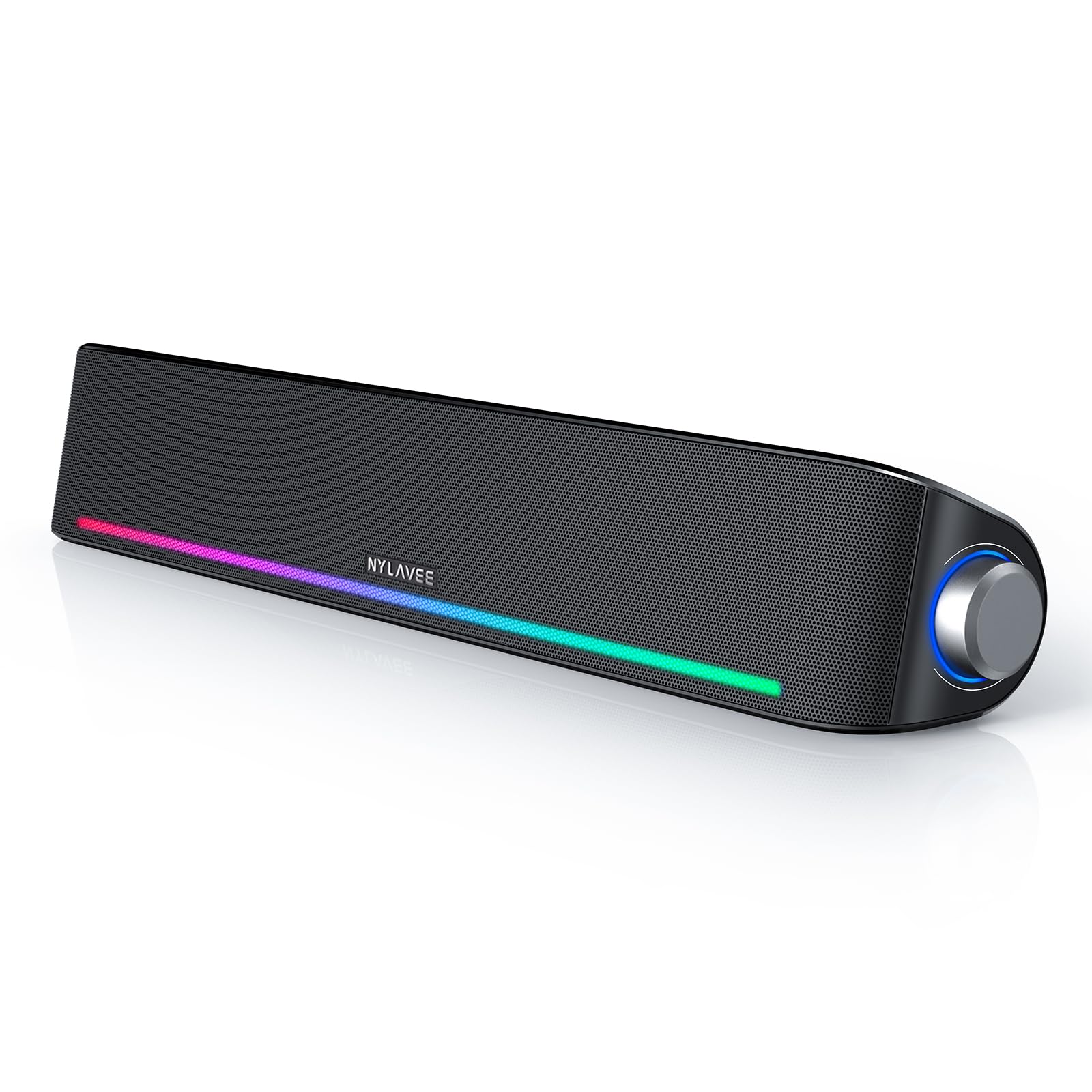 Premium Computer Speakers with Hi-Fi Sound - Bluetooth 5.0 & Wired 3.5mm PC Sound Bar | 4 Dynamic RGB Lighting Modes | USB Powered for Desktop, Laptop, Gaming, Home Office & Entertainment Systems | Perfect for Work, Music & Movie Nights
