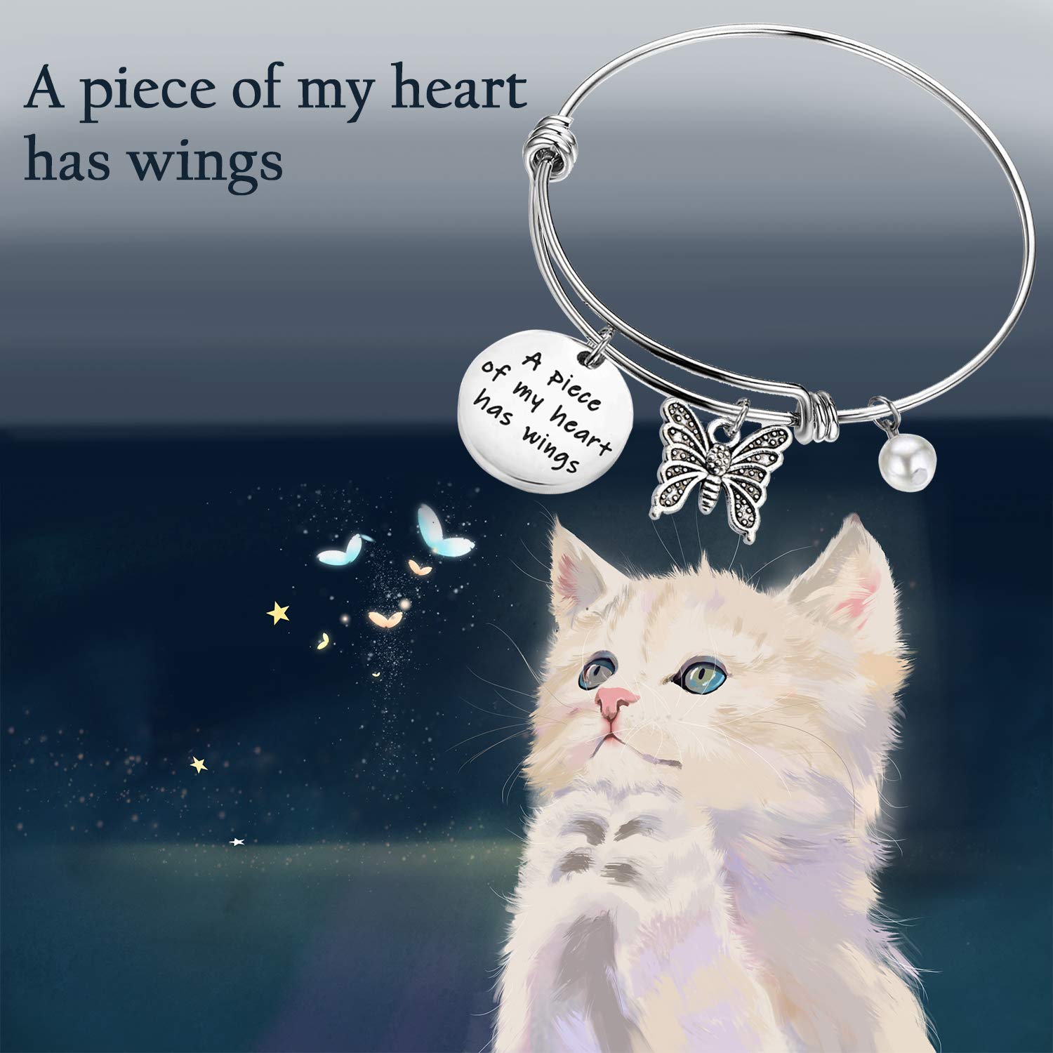 Butterfly Memorial Keychain - Sympathy Gift for Loss of Loved One, A Piece of My Heart Keepsake, Bereavement Gift for Women Men | Funeral, Memorial Service, Grieving Comfort