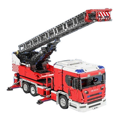 4886PCS MOULDKING 17022 Remote Control Fire Ladder Truck Building Set - Realistic Fire Rescue Toy for Kids & Collectors - Perfect for Playtime, Gifts & Display