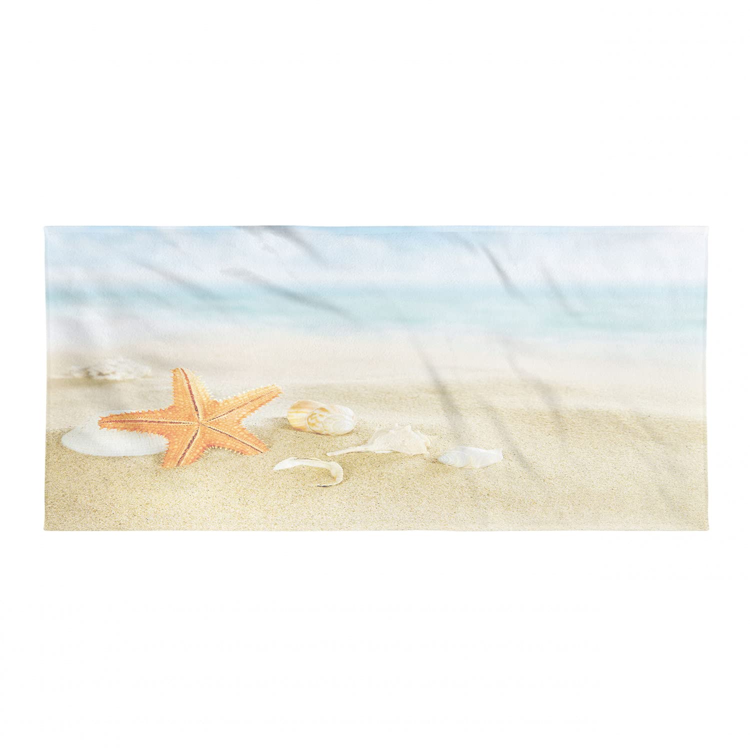 Ambesonne Starfish Camping Towel - Tropical Caribbean Seacoast Design with Shells & Marine Animals | Quick-Dry Lightweight Microfiber Travel Towel for Backpacking, Hiking, Beach Vacation | Compact & Ultra Absorbent for Outdoor Adventures