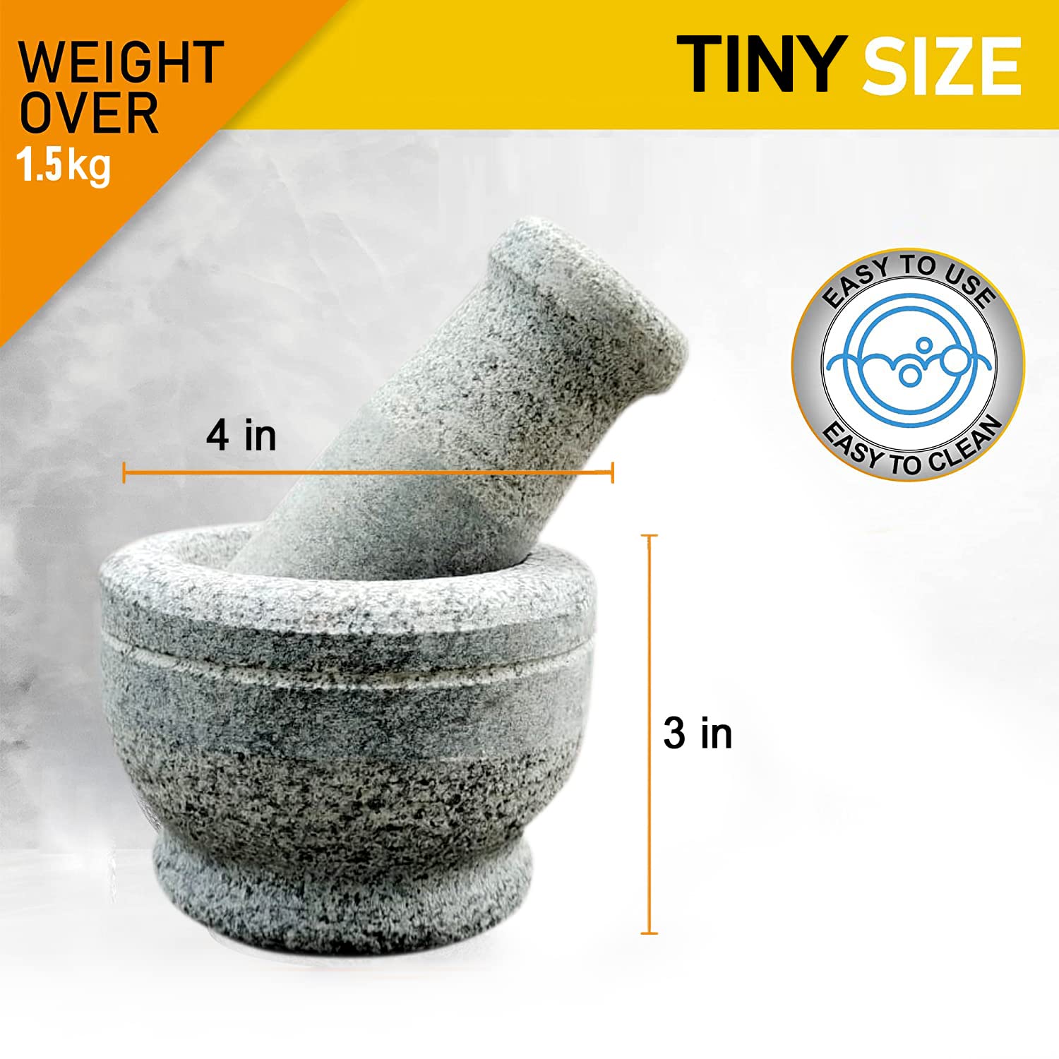 Natural Stone Pestle and Mortar Set - 4 Inch Small Size Traditional Grinder for Spices, Herbs & Garlic - Perfect for Indian Cooking, Ayurvedic Remedies & Kitchen Prep