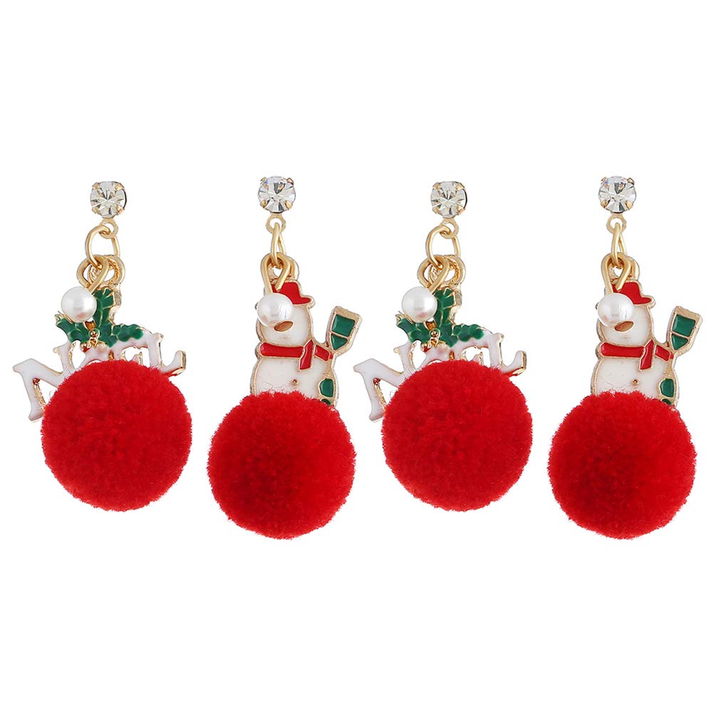 SOIMISS 2 Pairs Elegant Dangle Earrings for Women - Delicate Gold Plated Boho Ear Bobs, Unique Statement Jewelry Gift Set (White & Red) | Perfect for Parties, Weddings & Everyday Wear