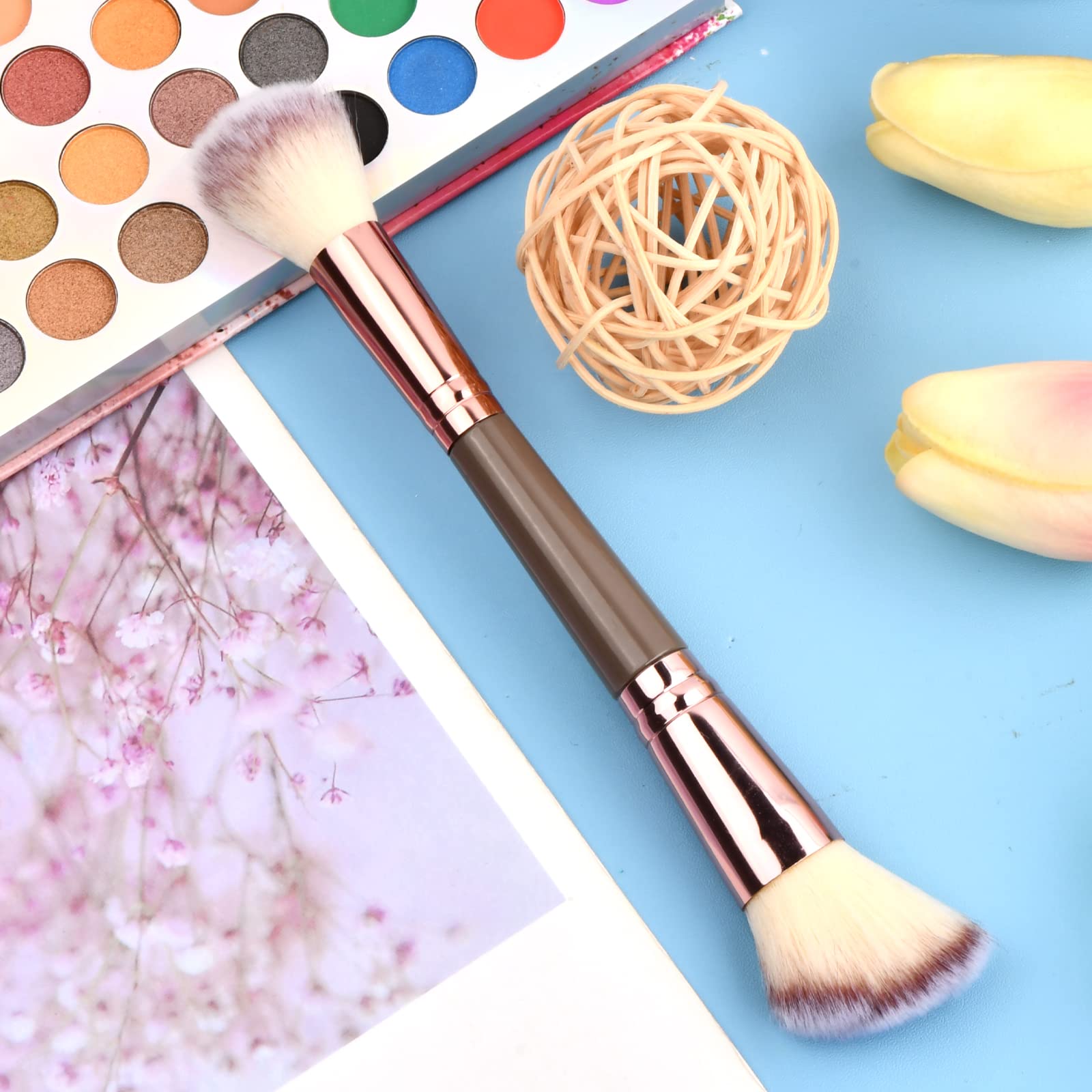 Hoxfly Double Ended Makeup Brush - Soft Dense Bristles for Foundation & Contouring | Perfect for Blush, Highlight & Concealer Application