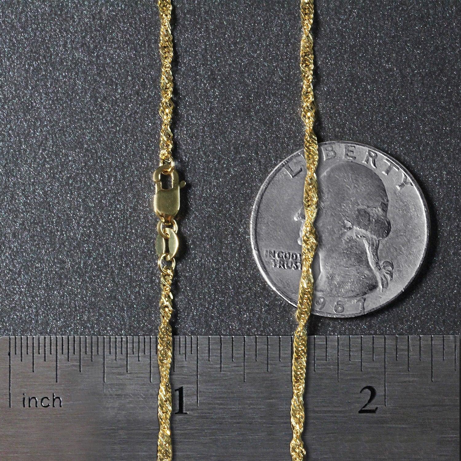 14K Yellow Gold Singapore Chain Necklace 1.7mm - Dainty & Elegant Jewelry for Women, Perfect for Everyday Wear, Gifts & Special Occasions
