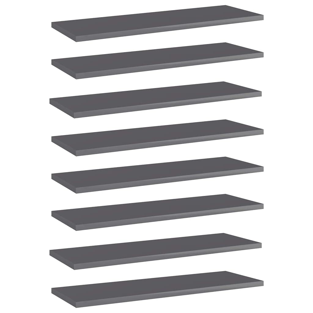8-Piece High Gloss Gray Bookshelf Replacement Panels - Floating Shelves for Book Storage & Display - Durable Bookcase Organizer for Home, Office & Library (Accessories Not Included) - Perfect for Small Spaces, Room Decor & Closet Organization