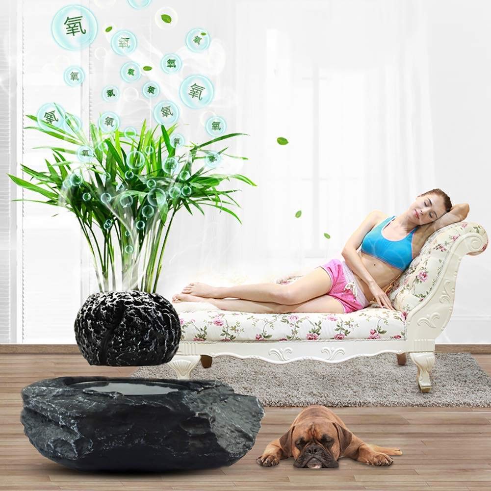 Magnetic Floating Flower Pot - Levitating Air Bonsai Planter with Creative Design for Home & Office Decor - Unique Gift Idea for Plant Lovers (Black) | Perfect for Modern Living Rooms, Office Desks, and Zen Spaces