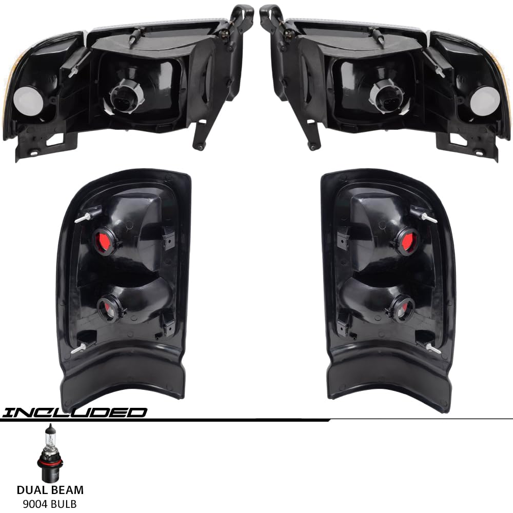 EPIC LIGHTING OE Style Replacement Headlights, Tail Lights & Corner Signal Lights 6-Piece Combo for 1994-2002 Dodge Ram 1500 & 2002 Ram 2500/3500 Trucks - Upgrade Your Truck's Lighting for Night Driving & Enhanced Visibility