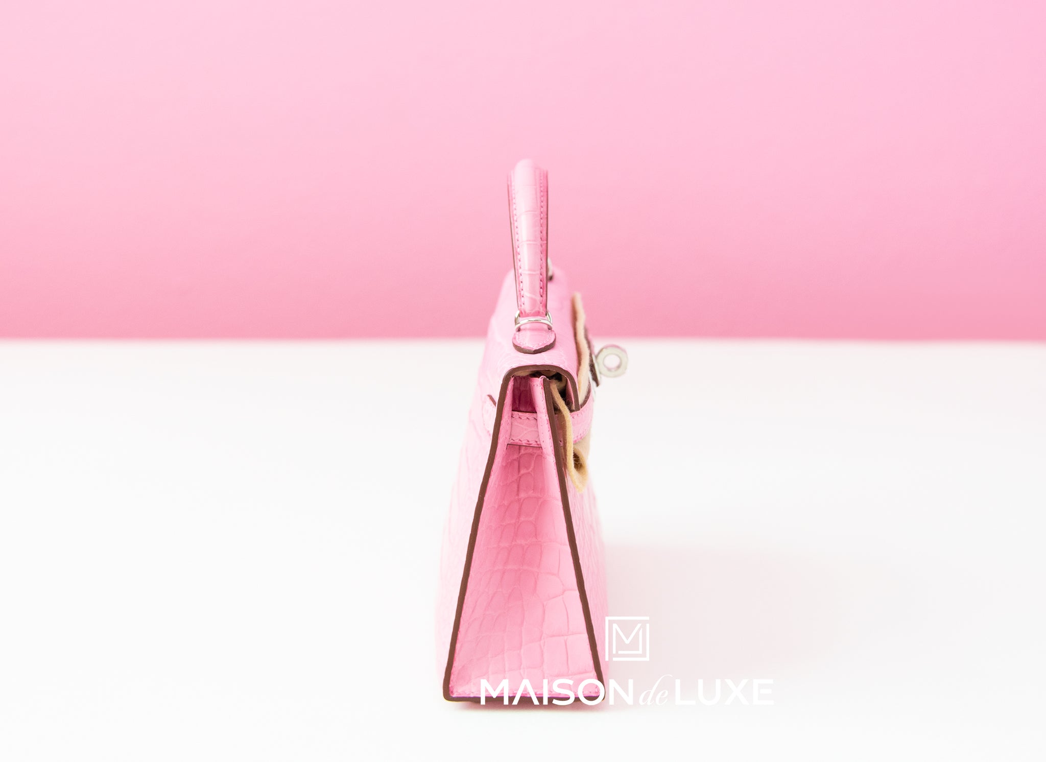 Hermes Mini Kelly II 20 Bag 5P Bubblegum Pink Matte Alligator Leather Crossbody Bag - Luxury Handbag for Women, Perfect for Parties & Special Occasions