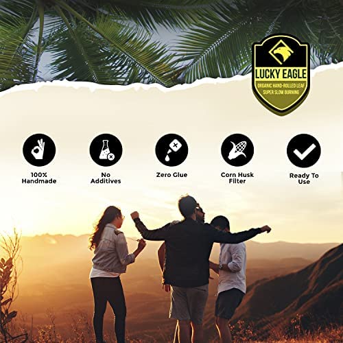 Lucky Eagle Mini Pre-Rolled Cones - Natural Palm Leaf Pre-Wraps for Smoking - 25 Cones per Pack (5-Pack Box) - Perfect for Travel & Quick Rolling