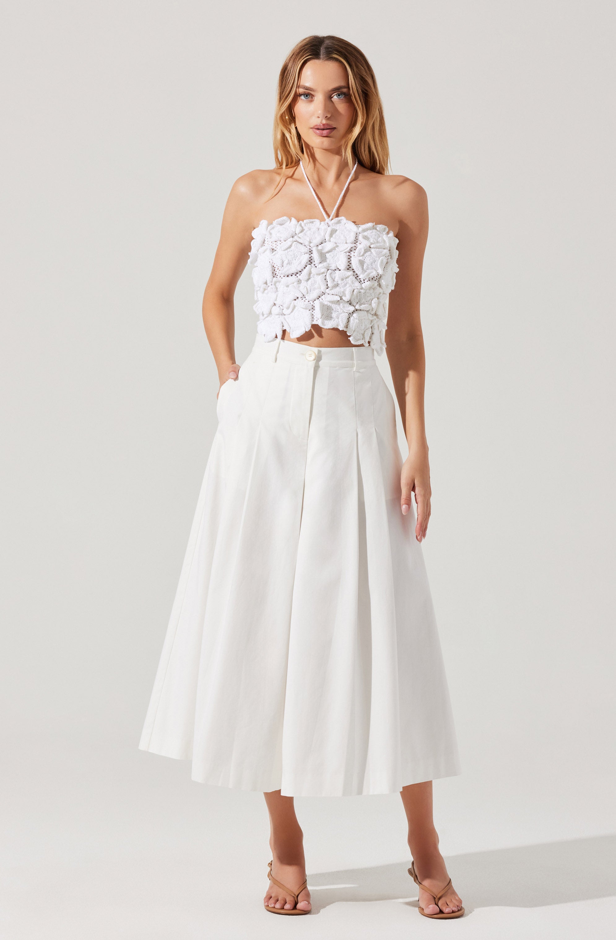 Rowen Pleated Culotte Pants for Women - High Waist Wide Leg Palazzo Trousers - Office Work, Casual Outfit & Summer Vacation Wear