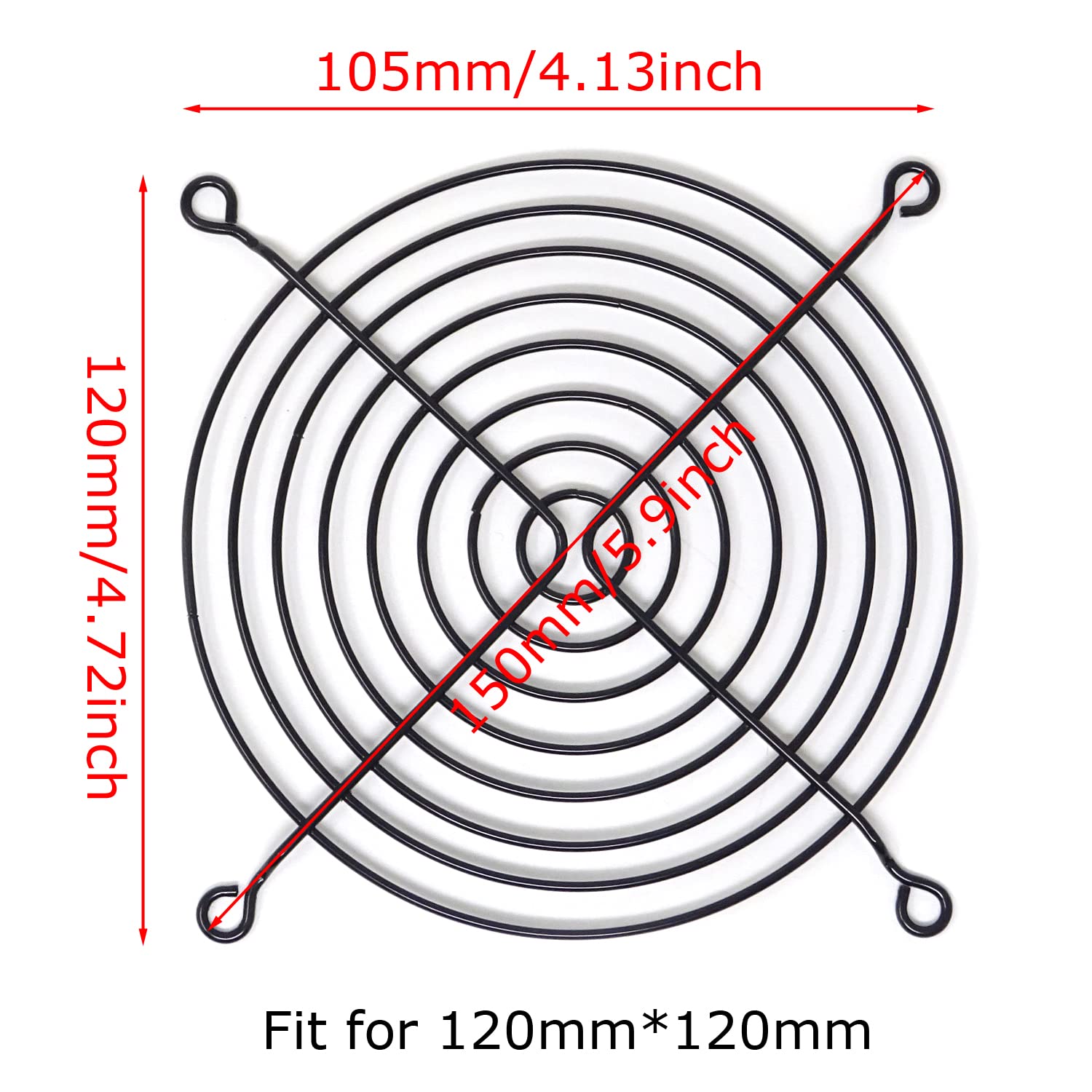 Honbay 4PCS 120mm Computer Case Fan Grills - Black PC Fan Guard Protector with Screws for Gaming PC, Desktop Computer & Case Cooling System