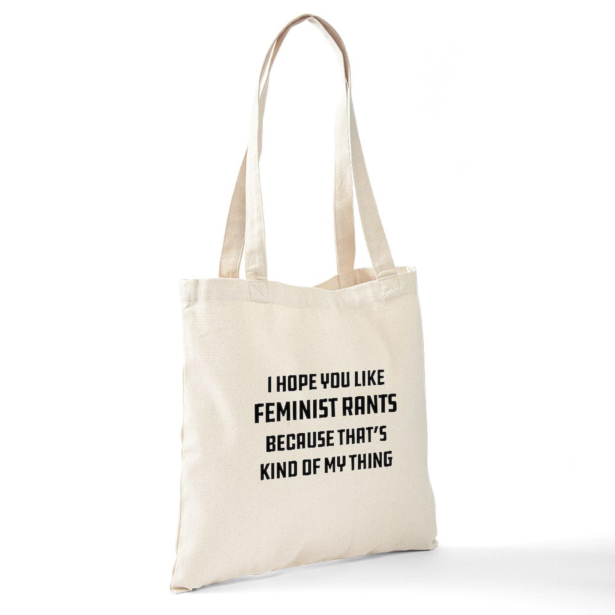 Feminist Rants Tote Bag - Natural Canvas Reusable Shopping Bag for Women | Eco-Friendly Grocery Tote for Work, School & Protest Marches