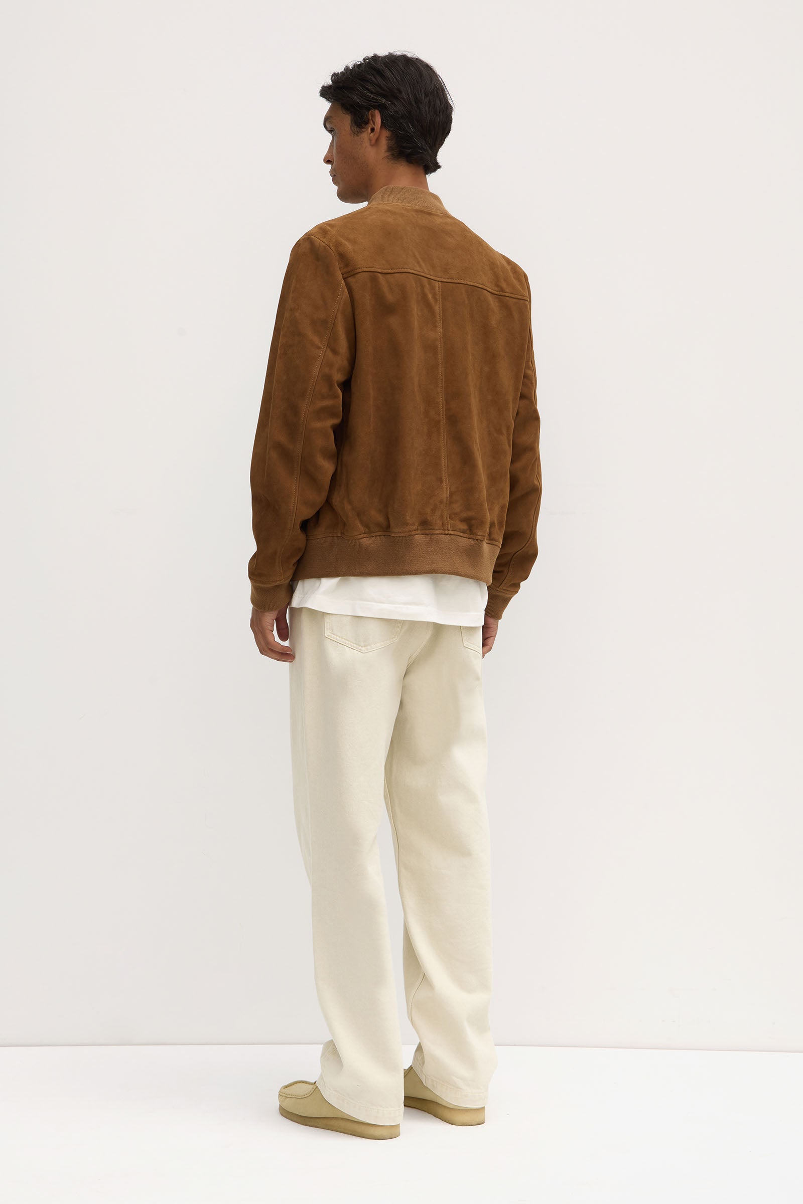 Finlay Suede Bomber Jacket for Men - Vintage Brown Leather-Look Jacket with Ribbed Cuffs | Perfect for Casual Outfits, Date Nights & Fall Layering