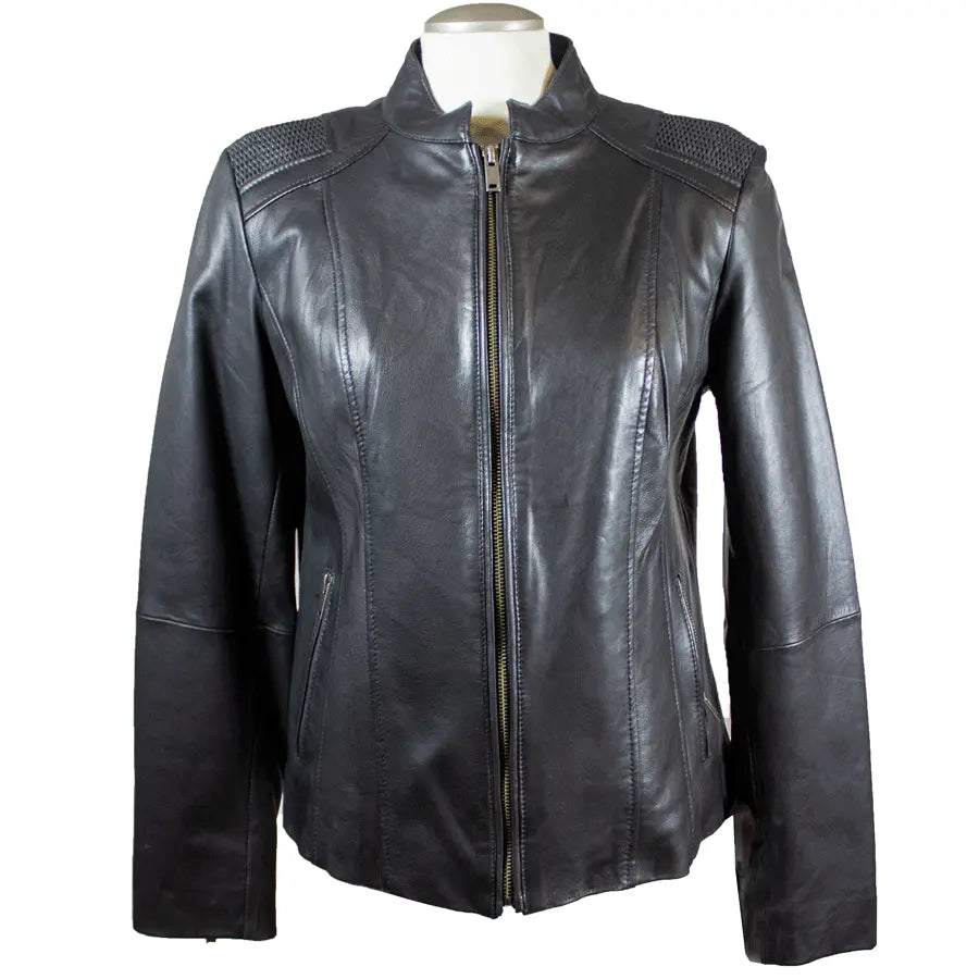 BOL Women's Basket Weave Accent Leather Jacket - Stylish Faux Leather Biker Jacket for Women | Perfect for Casual Outfits, Date Nights & Fall Fashion