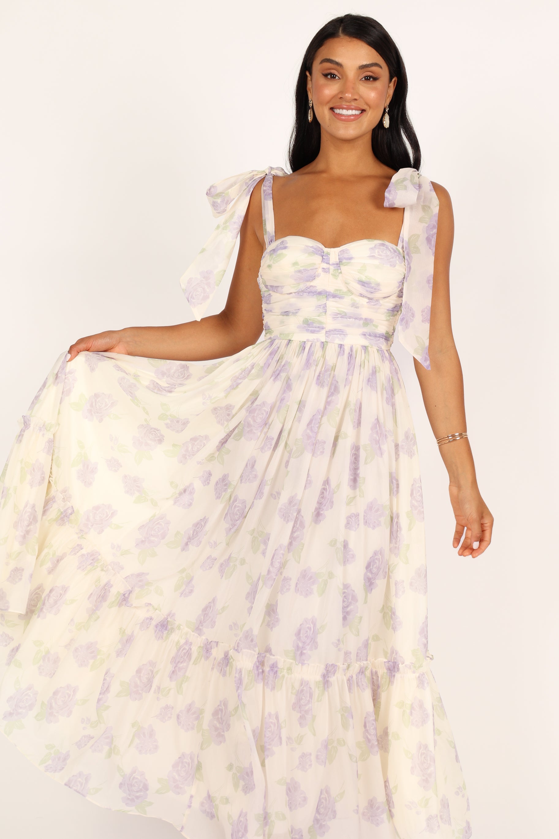 Floret Midi Dress in Lavender - Elegant Floral Summer Dress for Women | Perfect for Weddings, Garden Parties & Date Nights