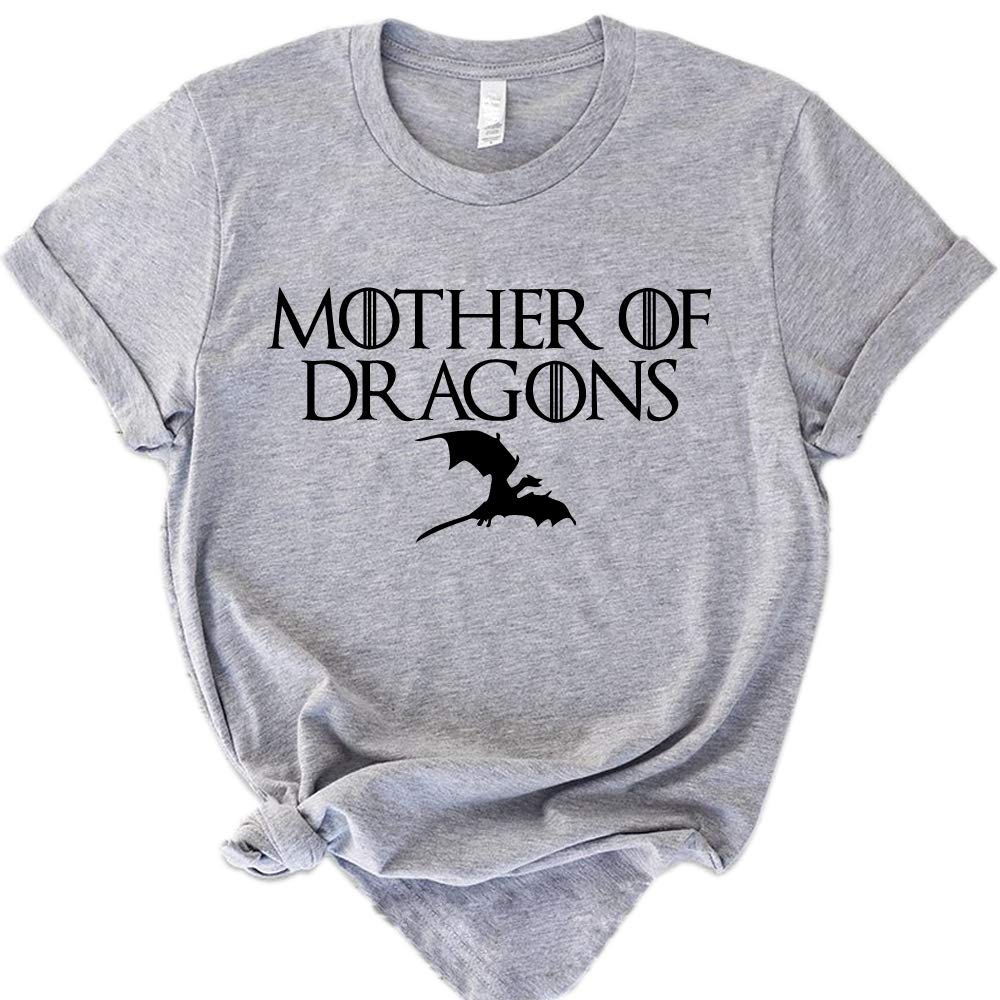ANRevelinCN Unisex Cotton Round Neck Short Sleeve T-Shirt - Mother of Dragons Game of Thrones Inspired Design - Perfect for Cosplay, Fan Events & Casual Wear