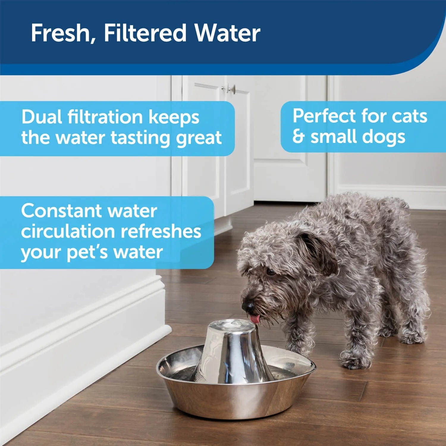 Sea Isle Pet Water Fountain - Automatic Cat & Dog Drinking Bowl with Quiet Pump for Fresh Flowing Water - Perfect for Indoor Pets, Home & Office Use