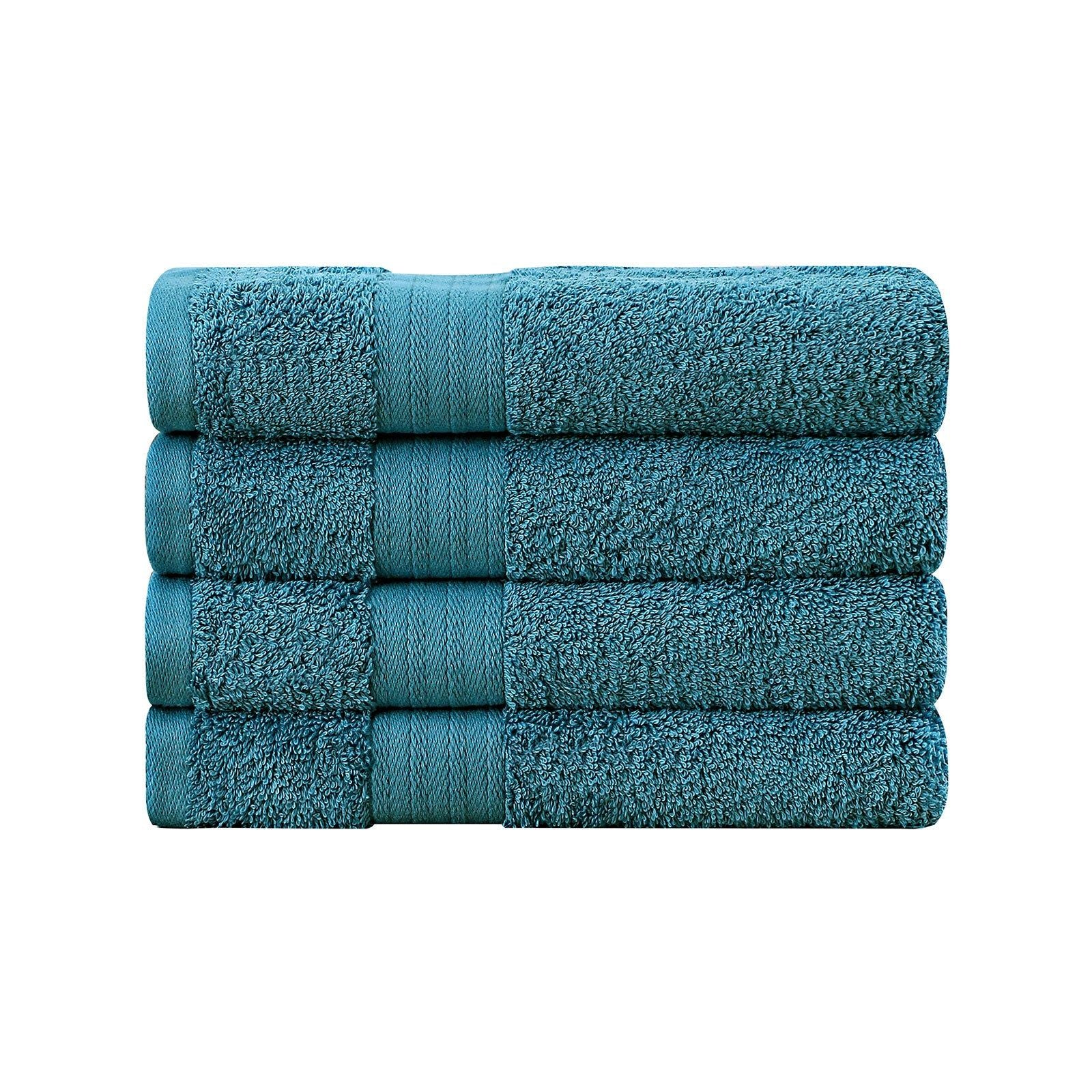 Premium 4-Piece Cotton Hand Towels Set by Linenland - Soft & Absorbent Bath Towels in Blue - Perfect for Bathroom, Spa, and Guest Use