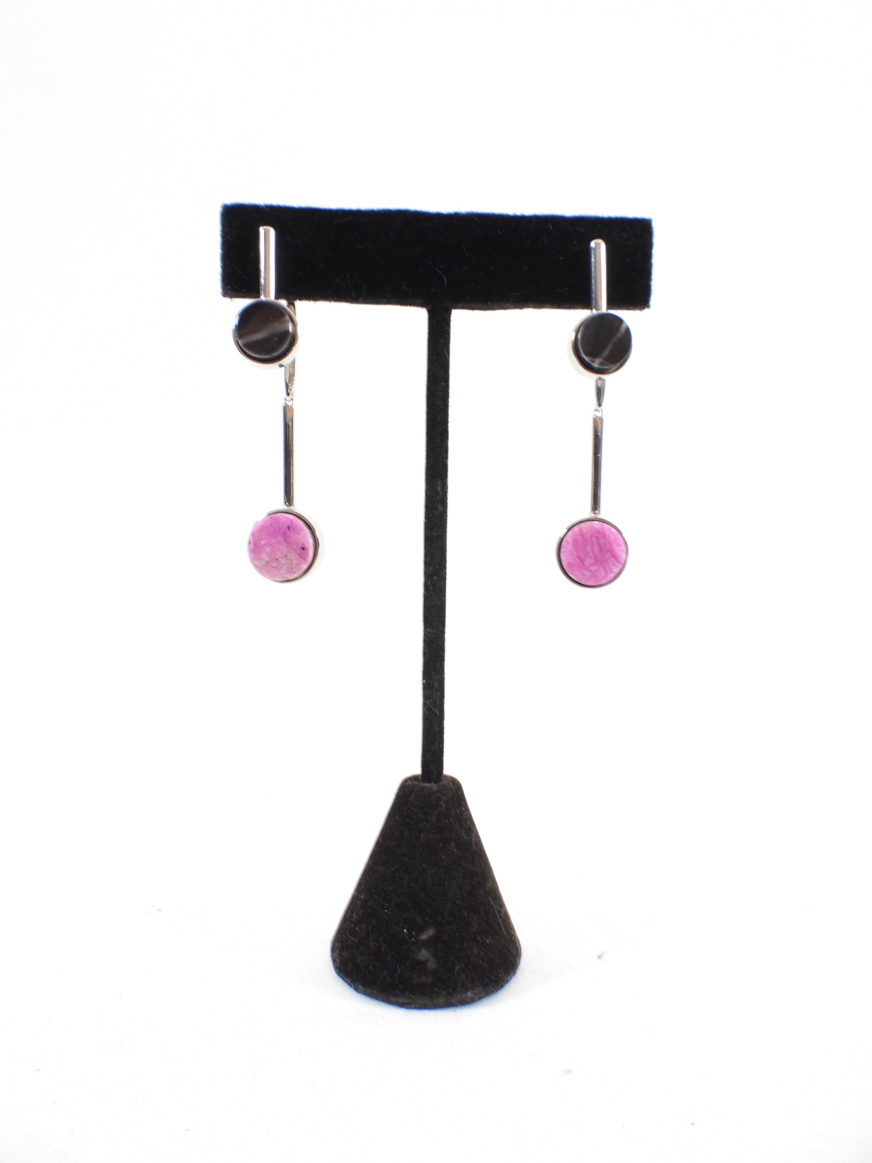Dior Black and Pink Marble Drop Earrings for Women - Elegant Dangle Earrings for Party, Wedding & Evening Wear