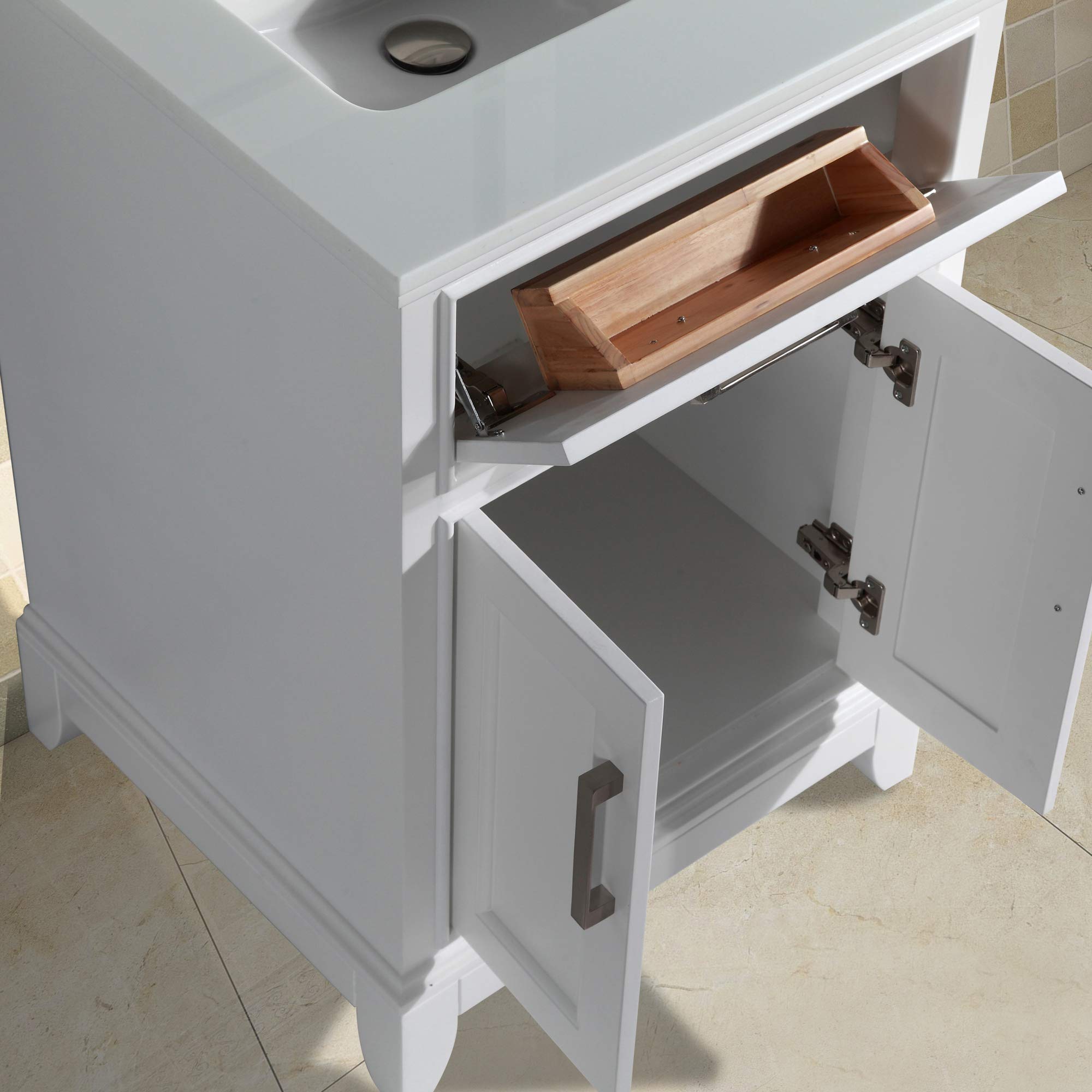 Vanity Art 30 Inch Modern Bathroom Vanity Set with Carrara Marble Top, Sink & Mirror - Soft Close Doors, Dovetailed Drawers, Brushed Nickel Handles (VA1030-W) | Perfect for Small Bathrooms, Powder Rooms & Master Bath Renovations