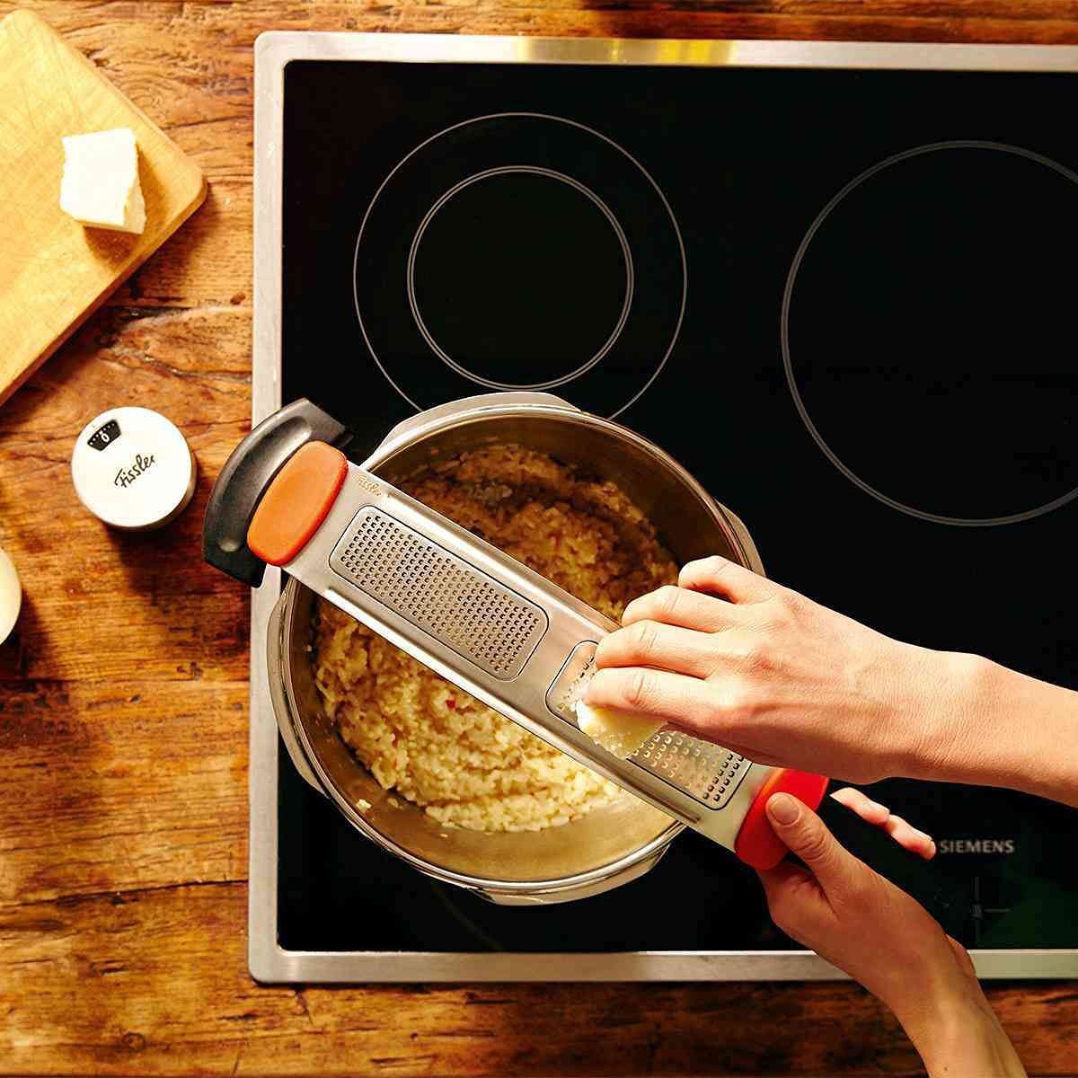 Fissler Q! Fine Grater for Cheese, Nutmeg & Parmesan - Premium Stainless Steel Kitchen Utensil - Perfect for Italian Cooking, Baking & Garnishing Dishes