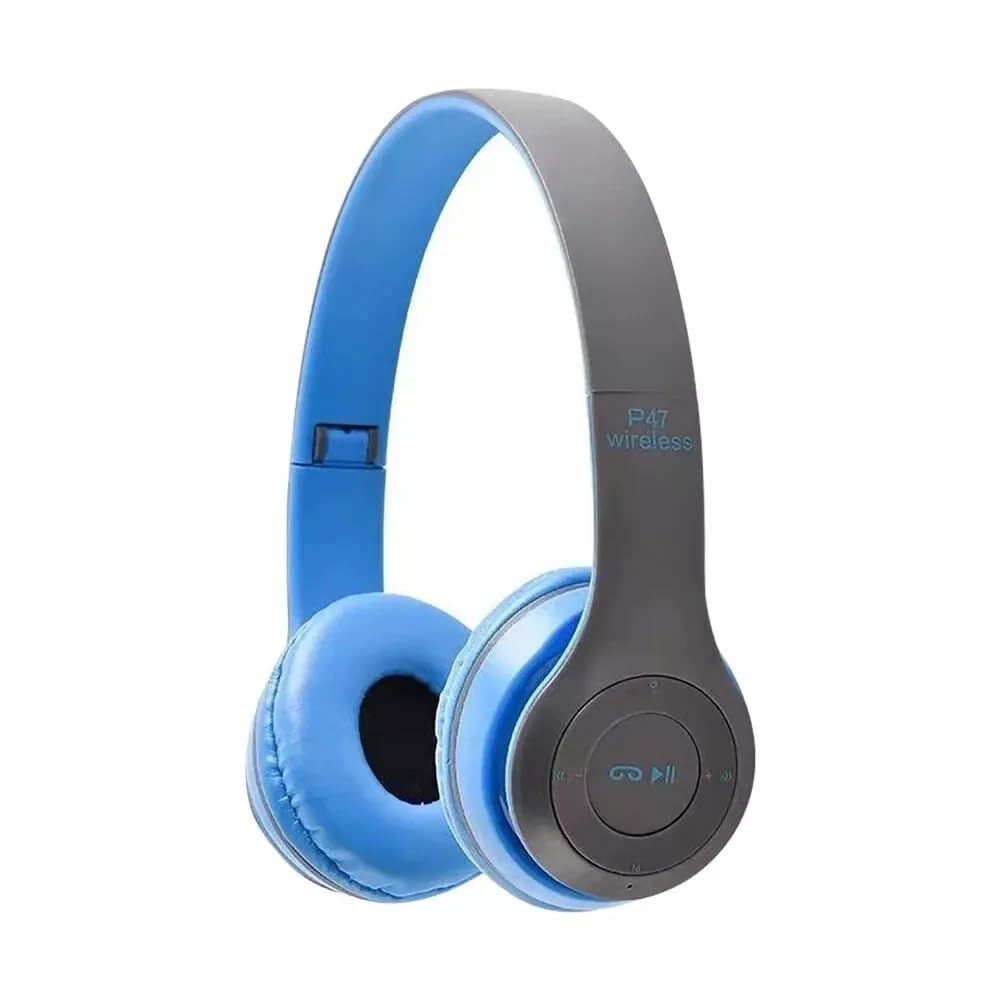 P47 Bluetooth Noise Cancelling Headphones Wireless - Blue | Over-Ear Comfort for Travel, Work & Gym | Hi-Fi Sound with Mic for Calls
