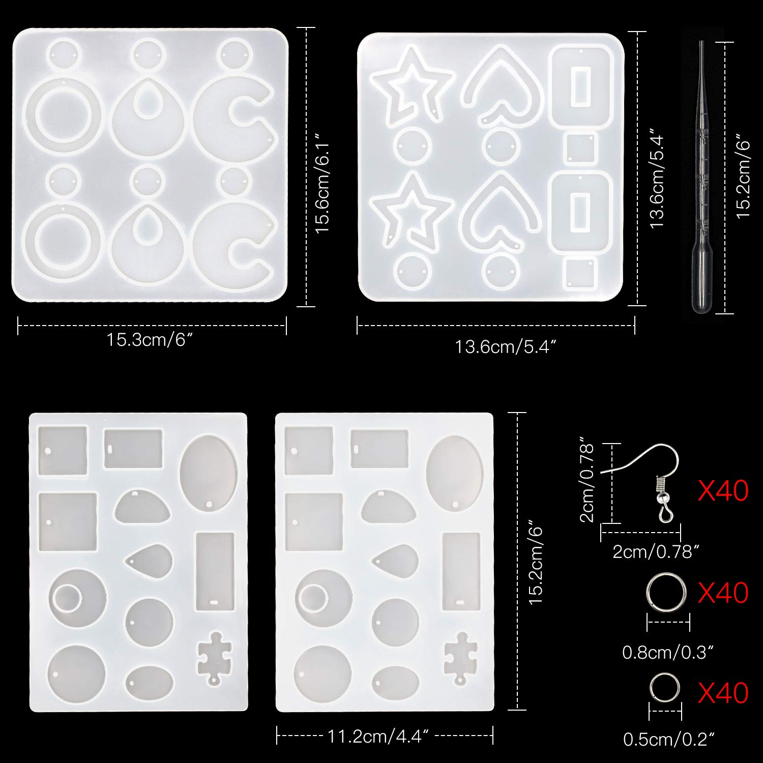 Gocelyn 2Pcs Silicone Resin Molds for Earrings & Pendants - DIY Jewelry Making Kit with Hanging Holes for Keychains, Necklaces, and Handmade Accessories - Perfect for Crafters, Gift Making, and Home Decor Projects