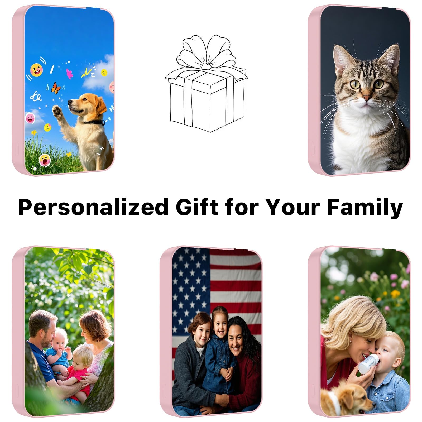 MYBAT Custom Photo Wireless Power Bank 10000mAh - Magnetic Portable Charger with MagSafe, Ultra Slim Design, 20W USB-C Fast Charging - Perfect for iPhone, Travel & Customized Gifts (Pink)