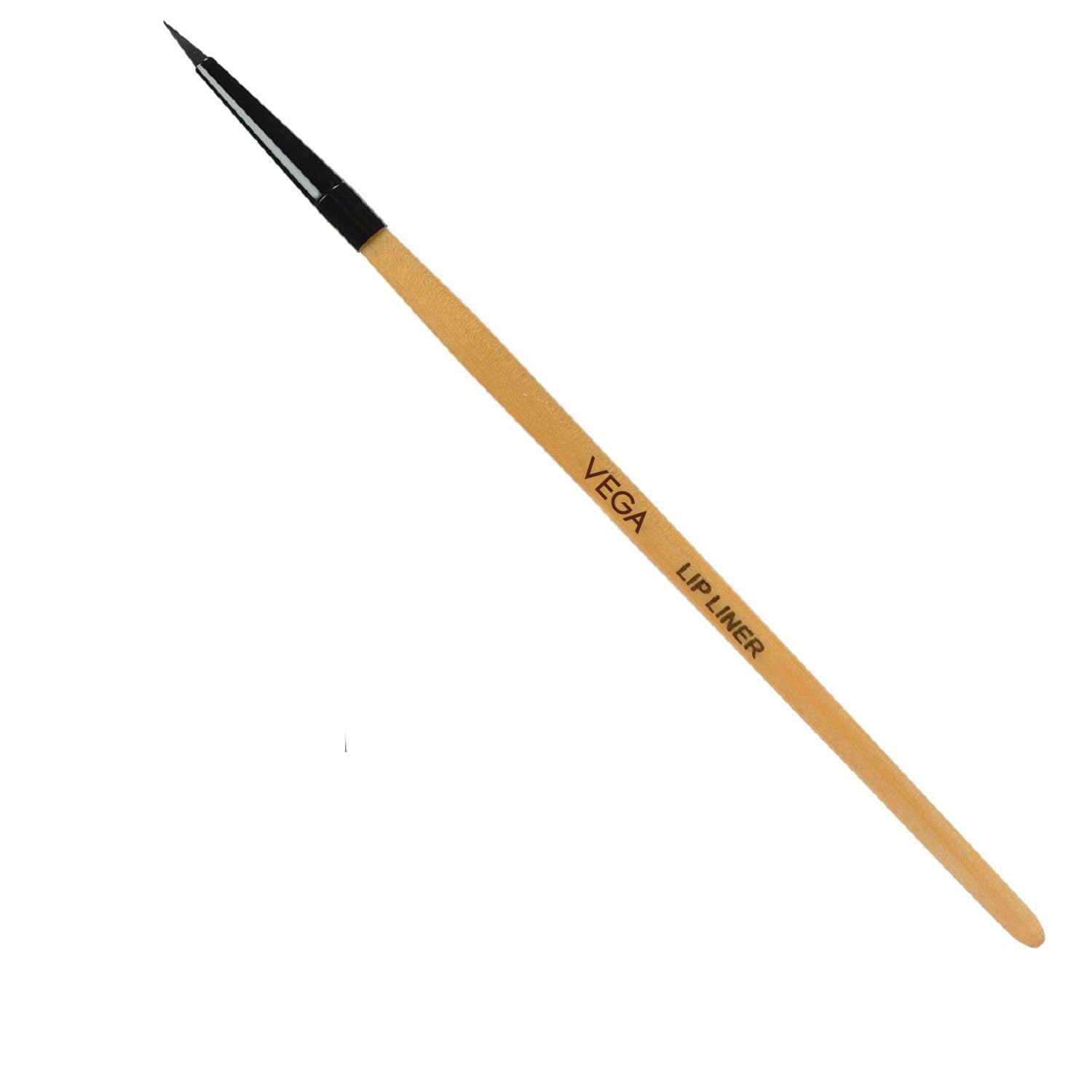 Vega Wooden Handle Lip Liner - Natural & Synthetic Hair Brush for Precise Lipstick Application | Perfect for Makeup Artists & Daily Beauty Routine