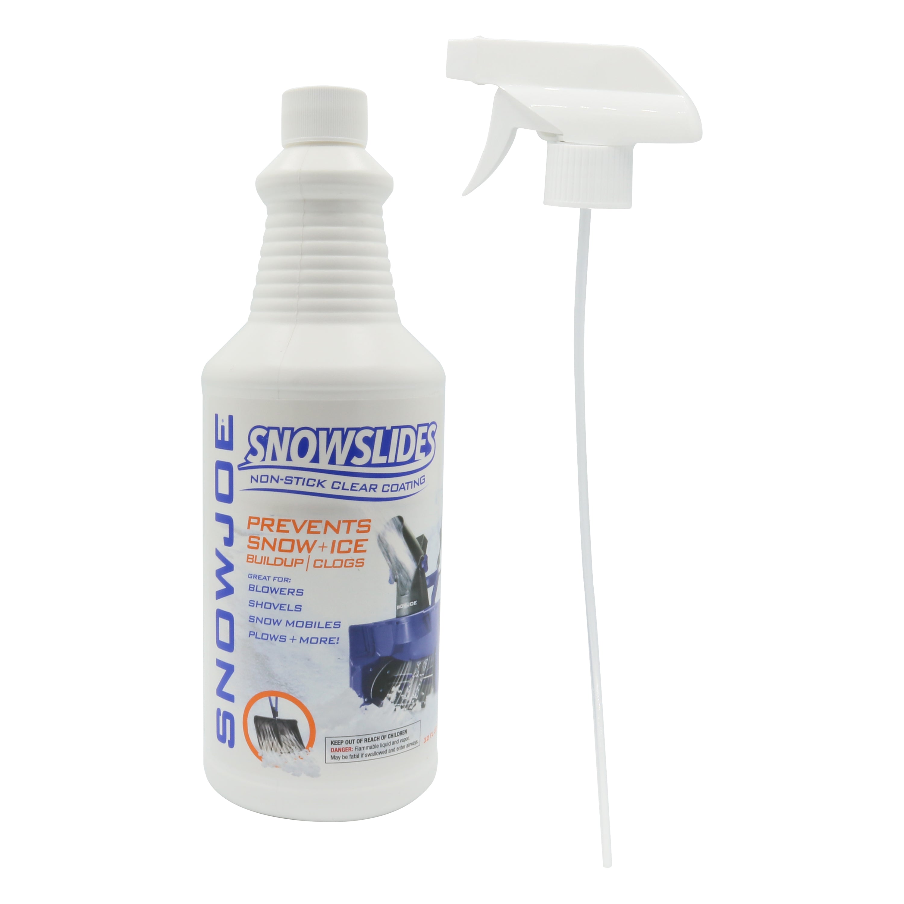 Snow Joe SJ SNS01 SnowSlides Spray - 32 oz Non-Stick Clear Coating for Snowboards, Skis & Sleds | Winter Sports Equipment Protection | Perfect for Snowy Slopes & Icy Conditions