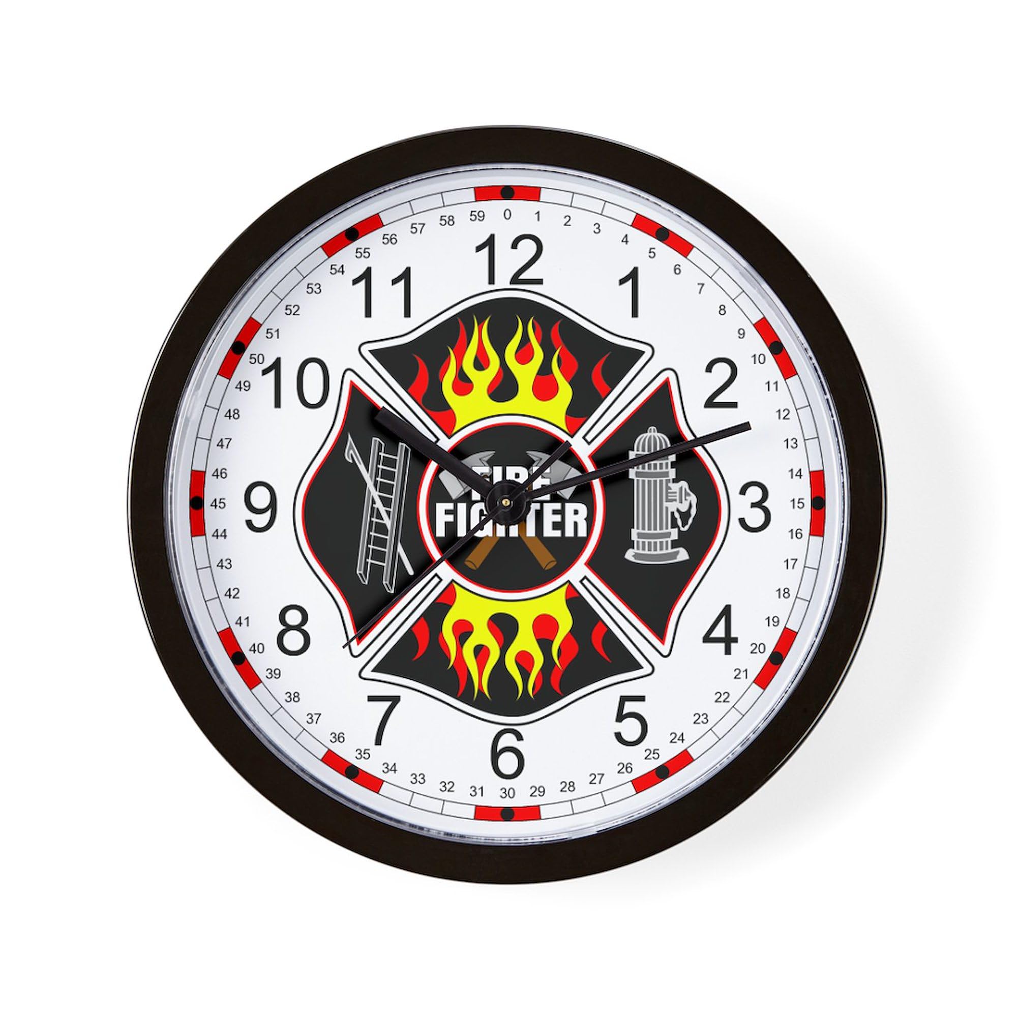 Firefighter Shield 10-Inch Wall Clock - Durable Home & Office Decor for Living Room, Kitchen, Bedroom | Perfect Gift for Firefighters & First Responders