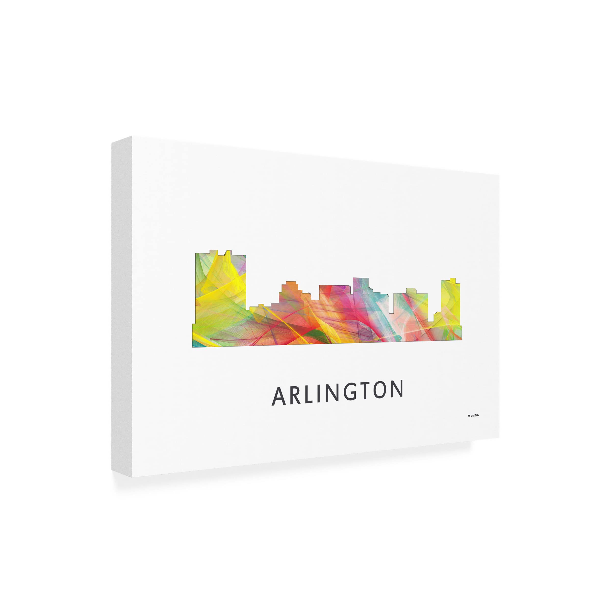 Trademark Fine Art 'Arlington Texas Skyline' Canvas Wall Art by Marlene Watson - 16x24 Inches - Modern Home & Office Decor for Living Room, Bedroom, or Office